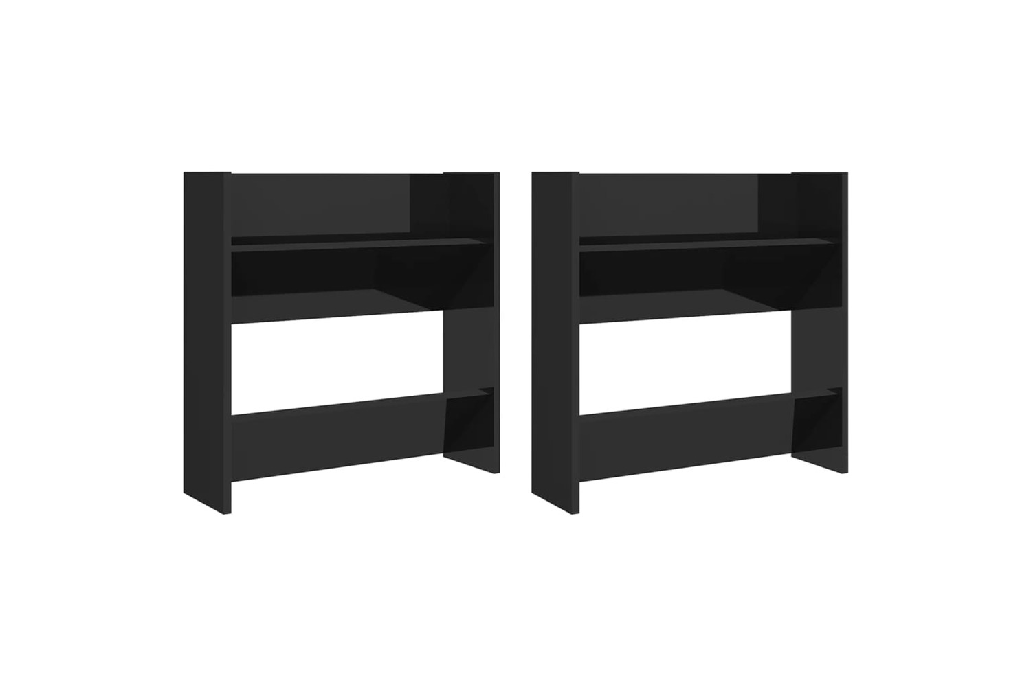 vidaXL 806736 Wall Shoe Cabinets 2 Pcs High Gloss Black 60x18x60cm Engineered Wood