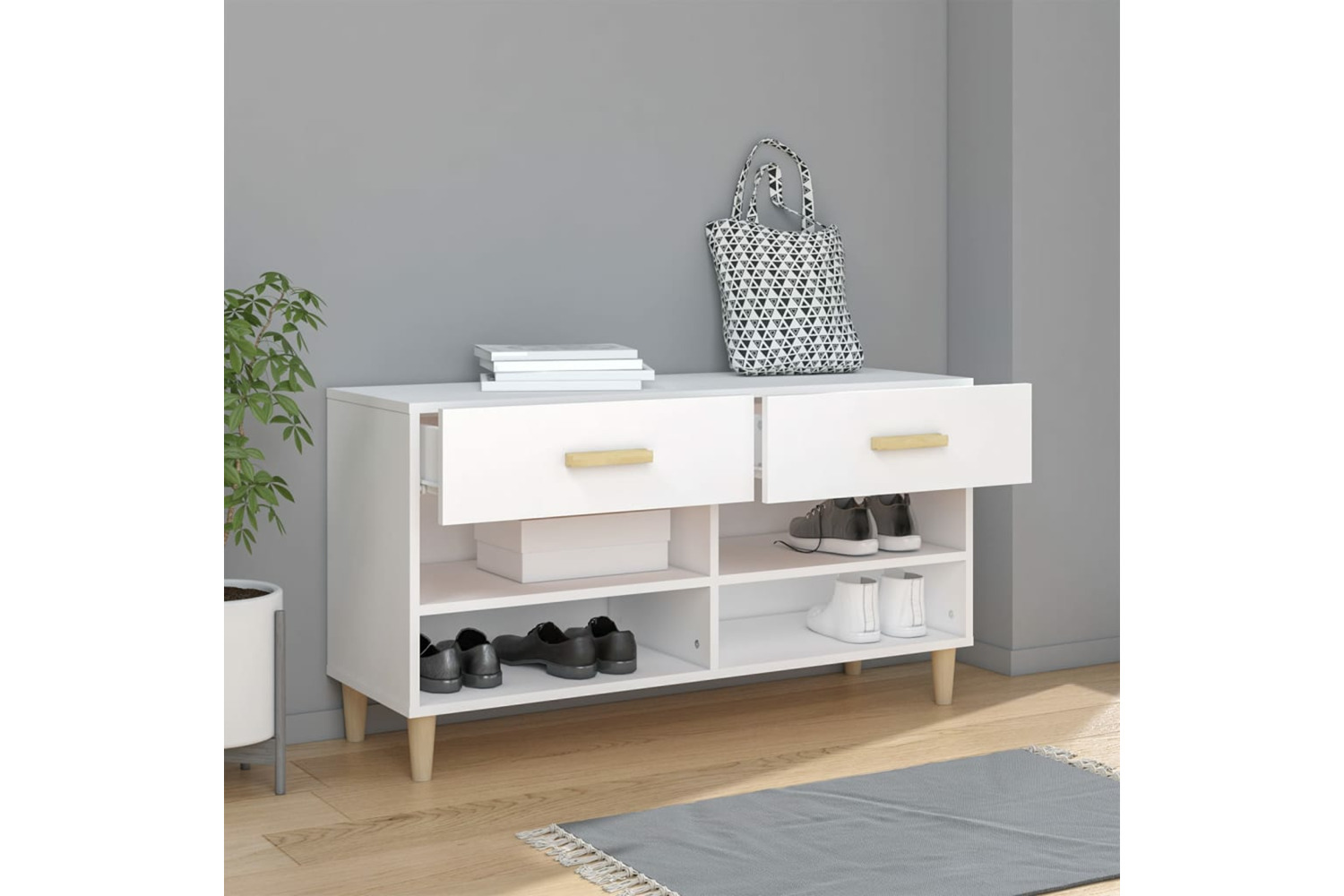 vidaXL 812816 Shoe Cabinet White 102x35x55cm Engineered Wood