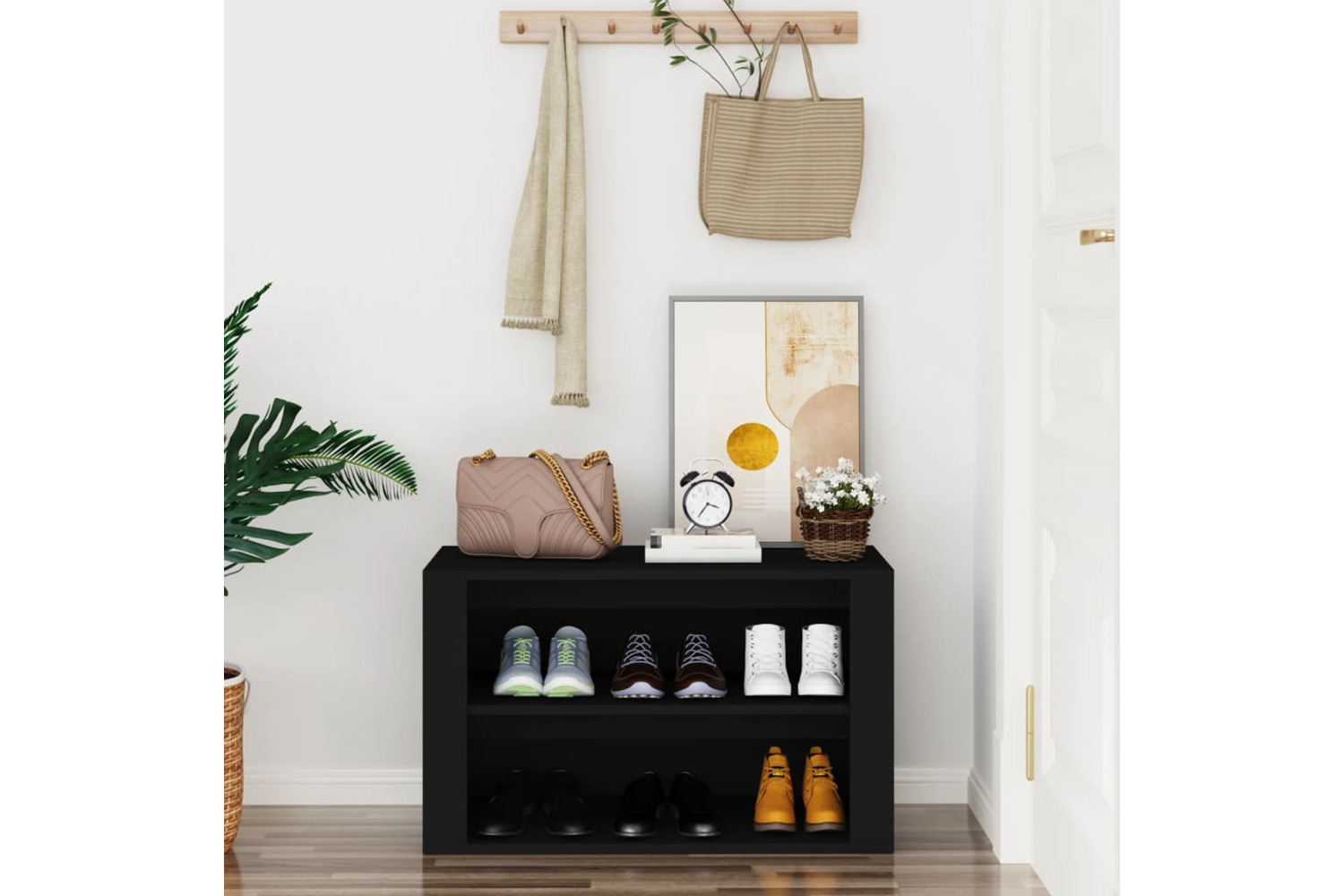 vidaXL 816897 Shoe Rack Black 75x35x45cm Engineered Wood