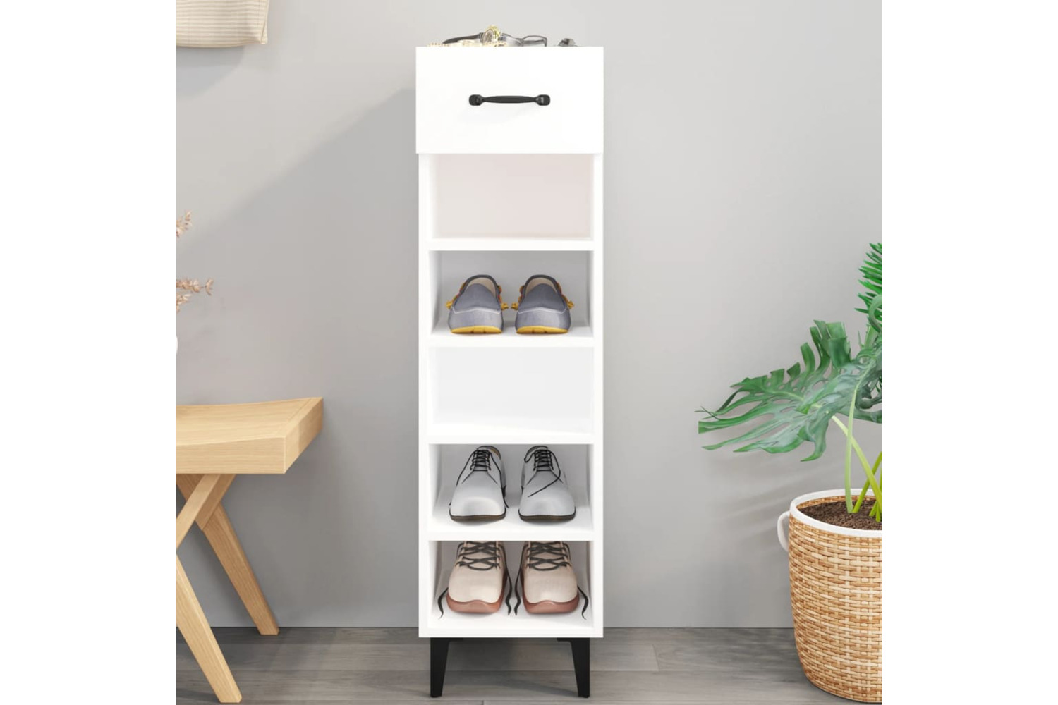 vidaXL 812807 Shoe Cabinet White 30x35x105cm Engineered Wood