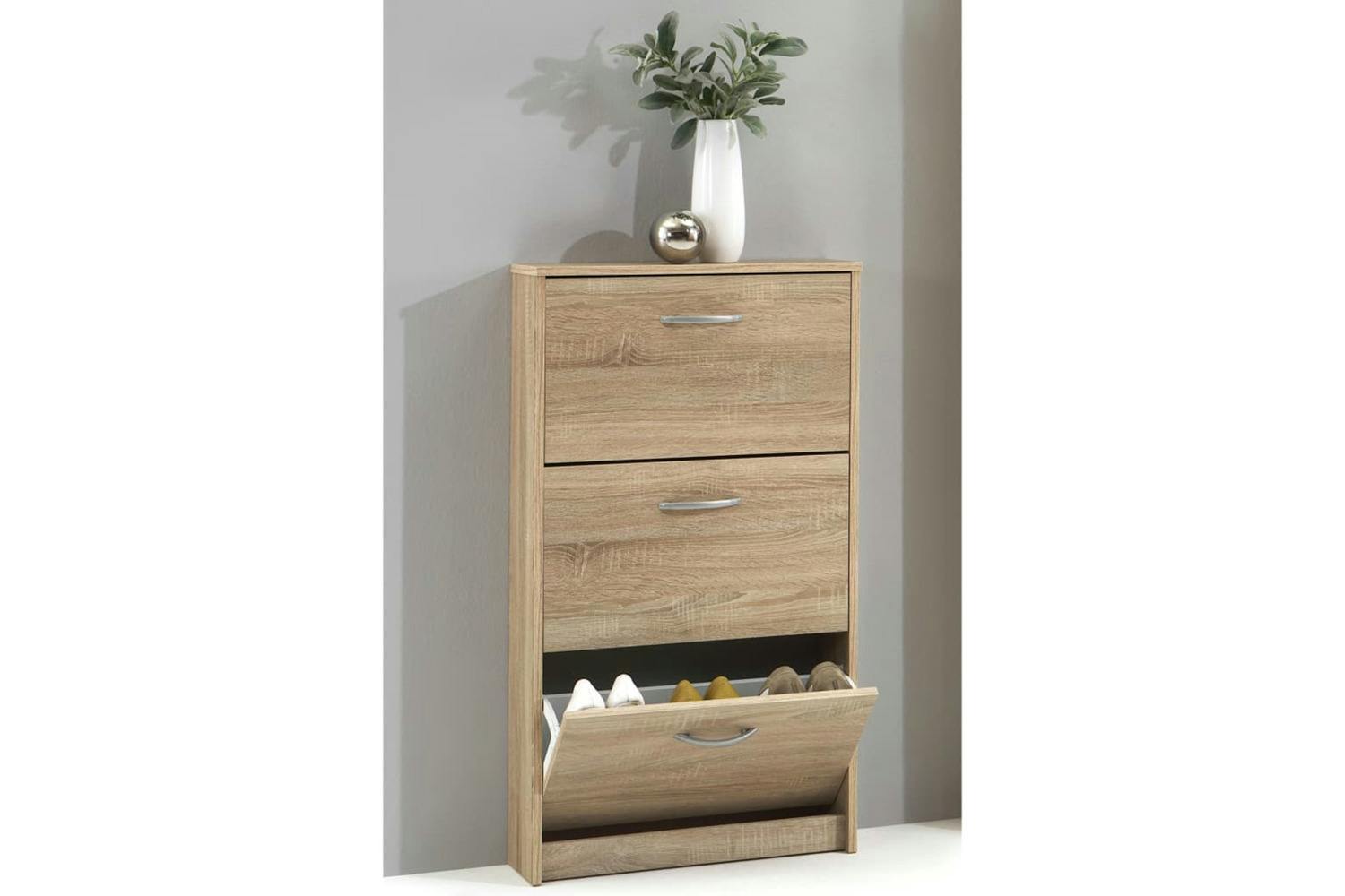 Fmd 428786 Shoe Cabinet With 3 Tilting Compartments Oak