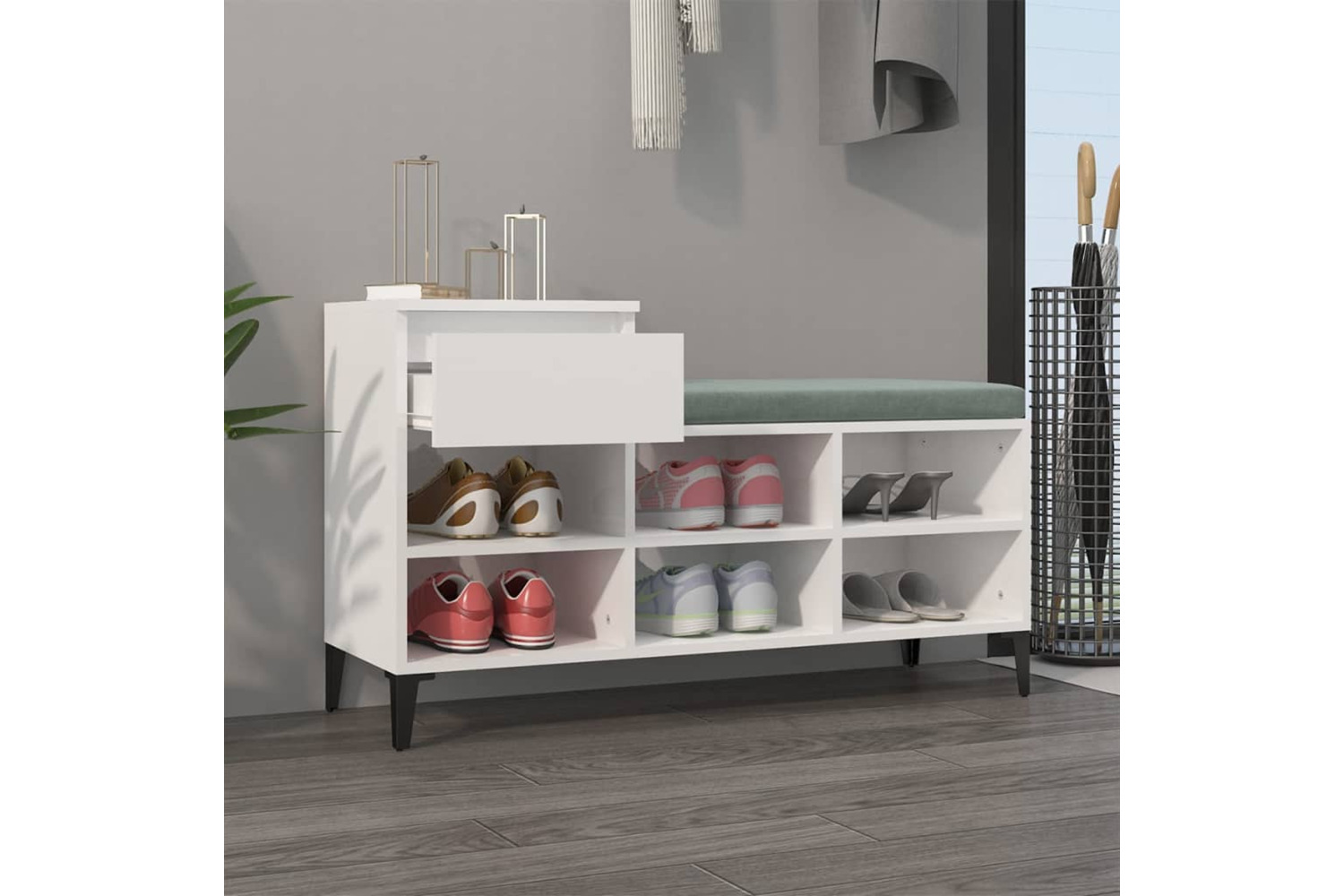 vidaXL 821214 Shoe Cabinet High Gloss White 102x36x60cm Engineered Wood