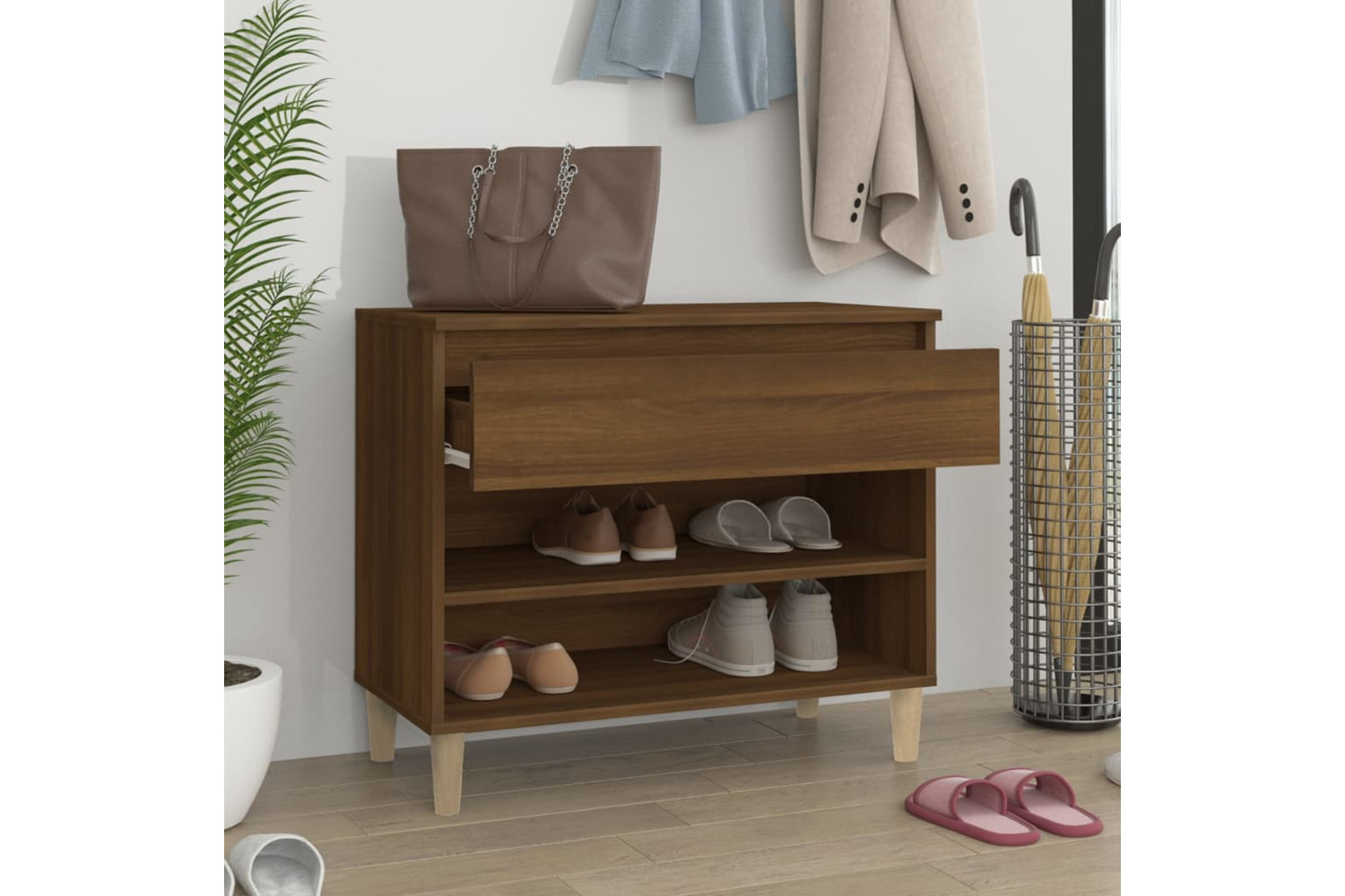 vidaXL 819763 Shoe Cabinet Brown Oak 70x36x60cm Engineered Wood
