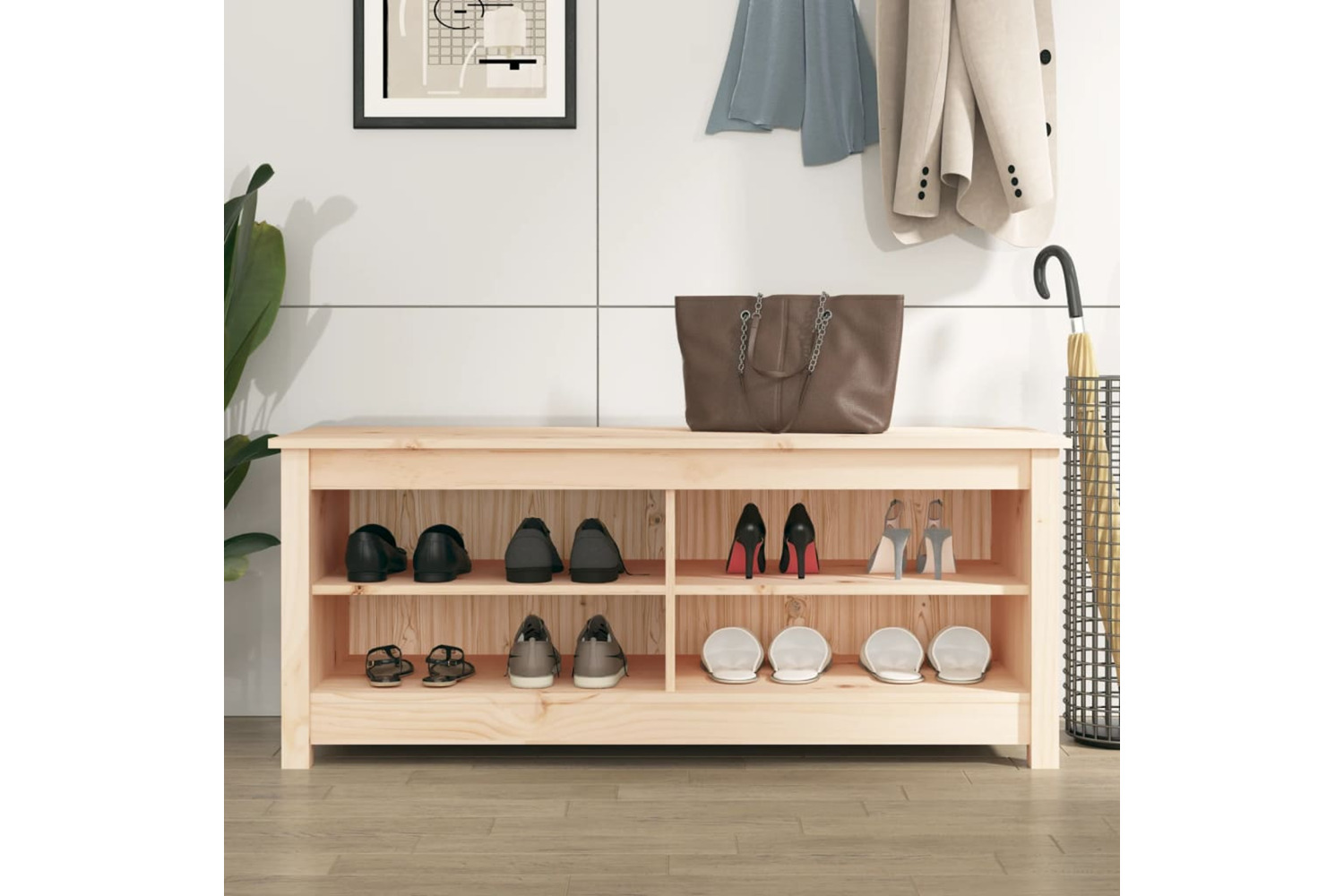 vidaXL 813774 Shoe Bench 110x38x45.5cm Solid Wood Pine