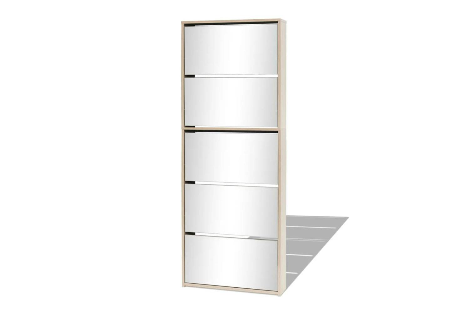Vidaxl 273937 Shoe Cabinet 5-layer Mirror Oak 63x17x169.5 Cm
