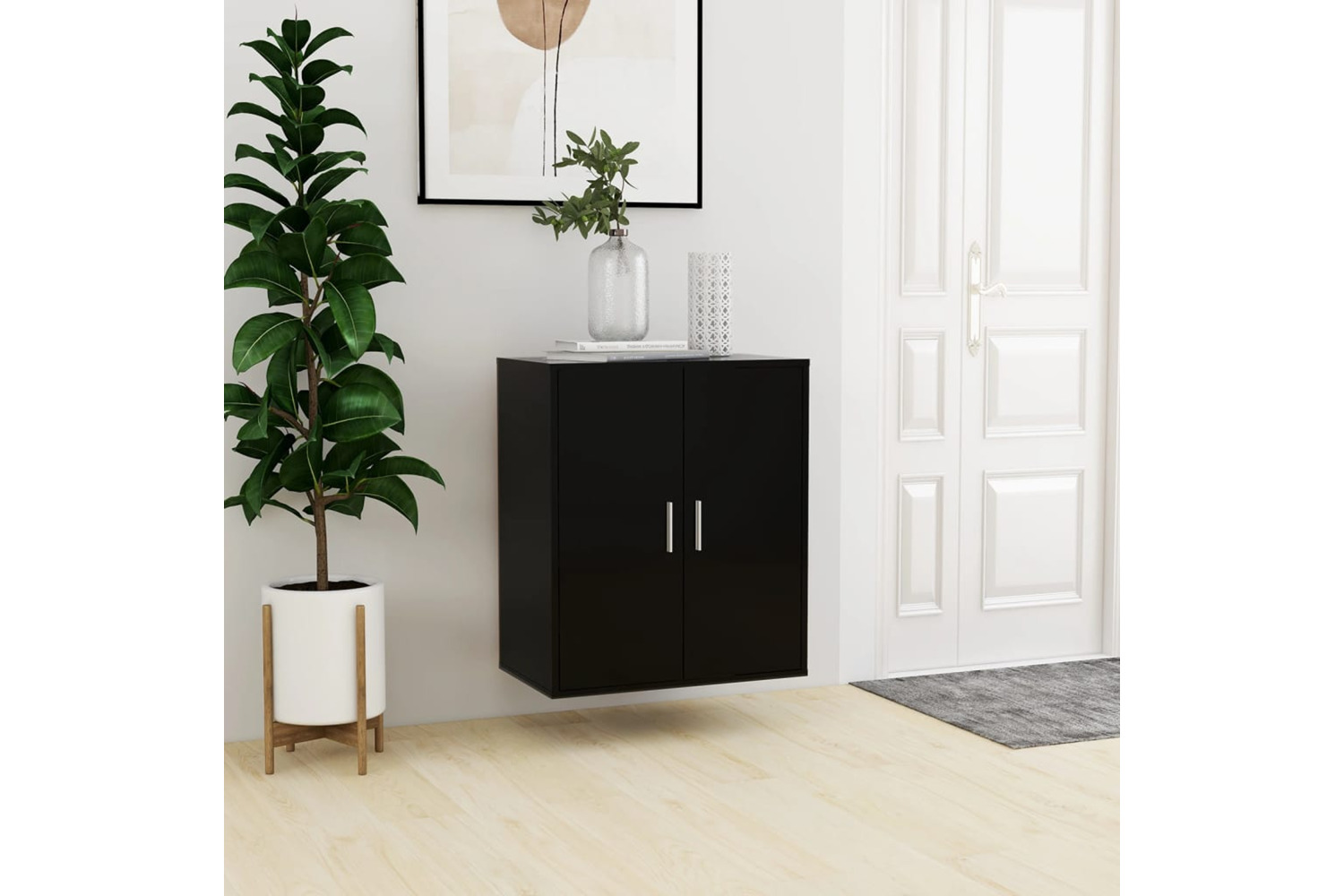 vidaXL 808919 Shoe Cabinet Black 60x35x70cm Engineered Wood