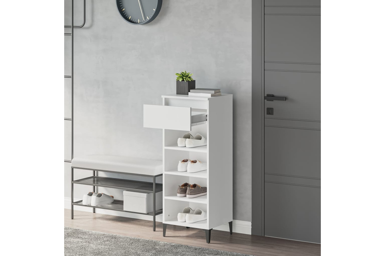vidaXL 819780 Shoe Rack White 40x36x105cm Engineered Wood