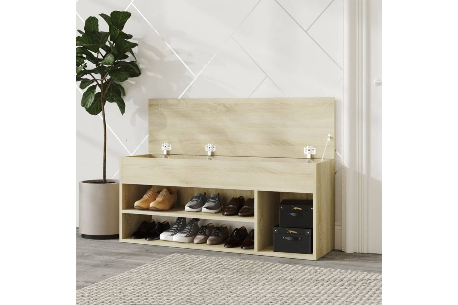 vidaXL 808759 Shoe Bench Sonoma Oak 105x30x45cm Engineered Wood
