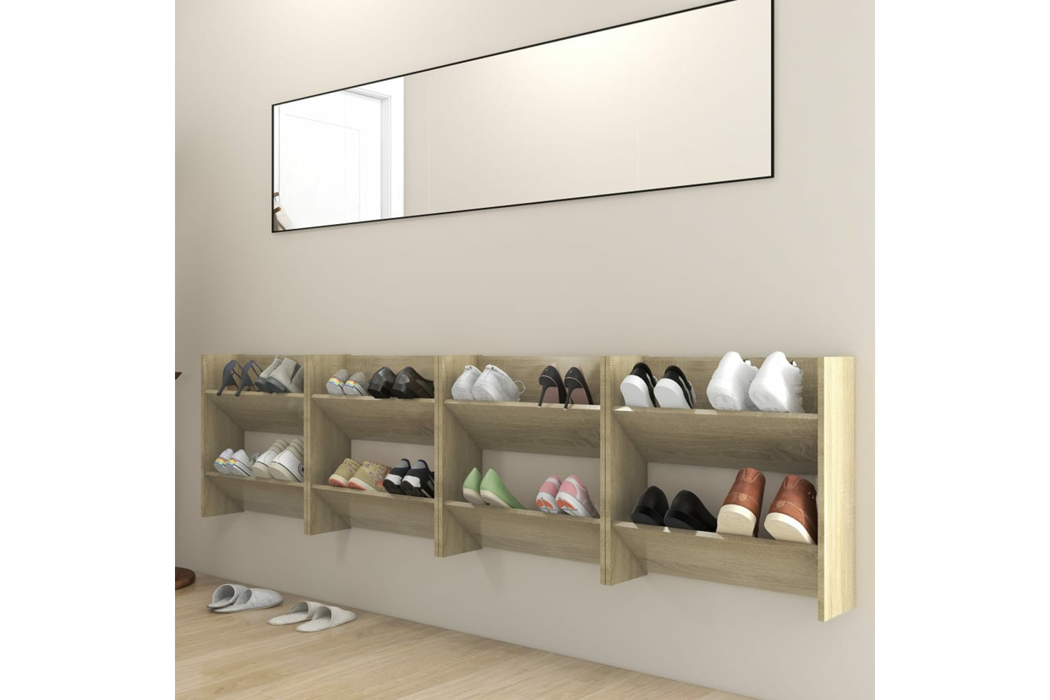 vidaXL 806725 Wall Shoe Cabinets 4 Pcs Sonoma Oak 60x18x60cmengineered Wood