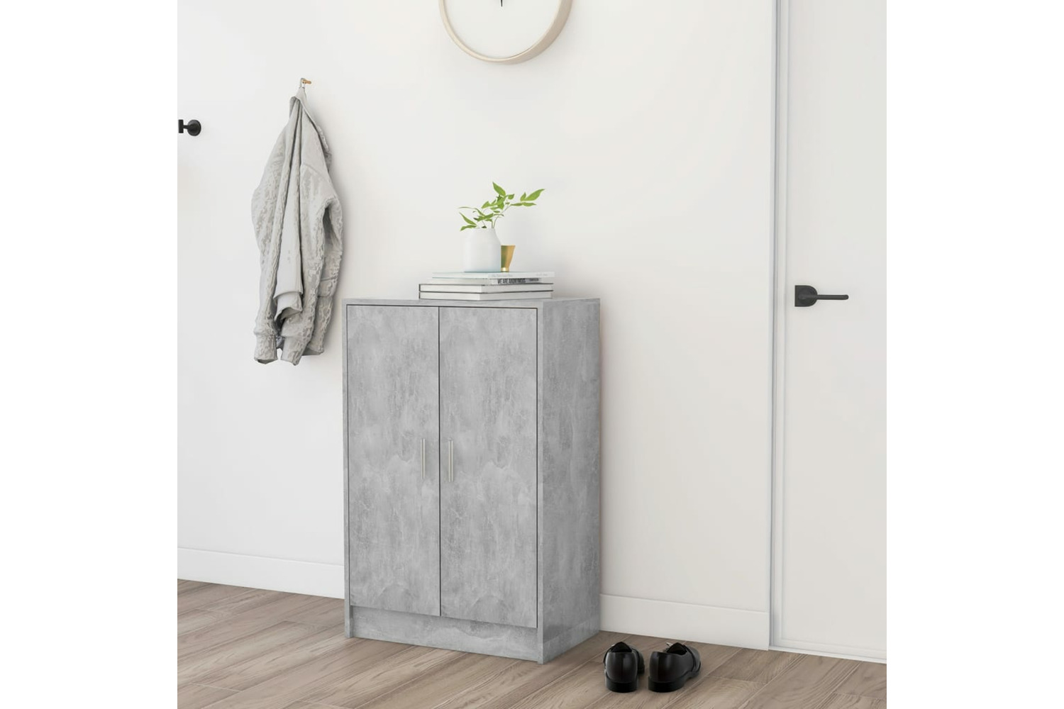 vidaXL Shoe Cabinet Concrete Grey 60x35x92cm Engineered Wood
