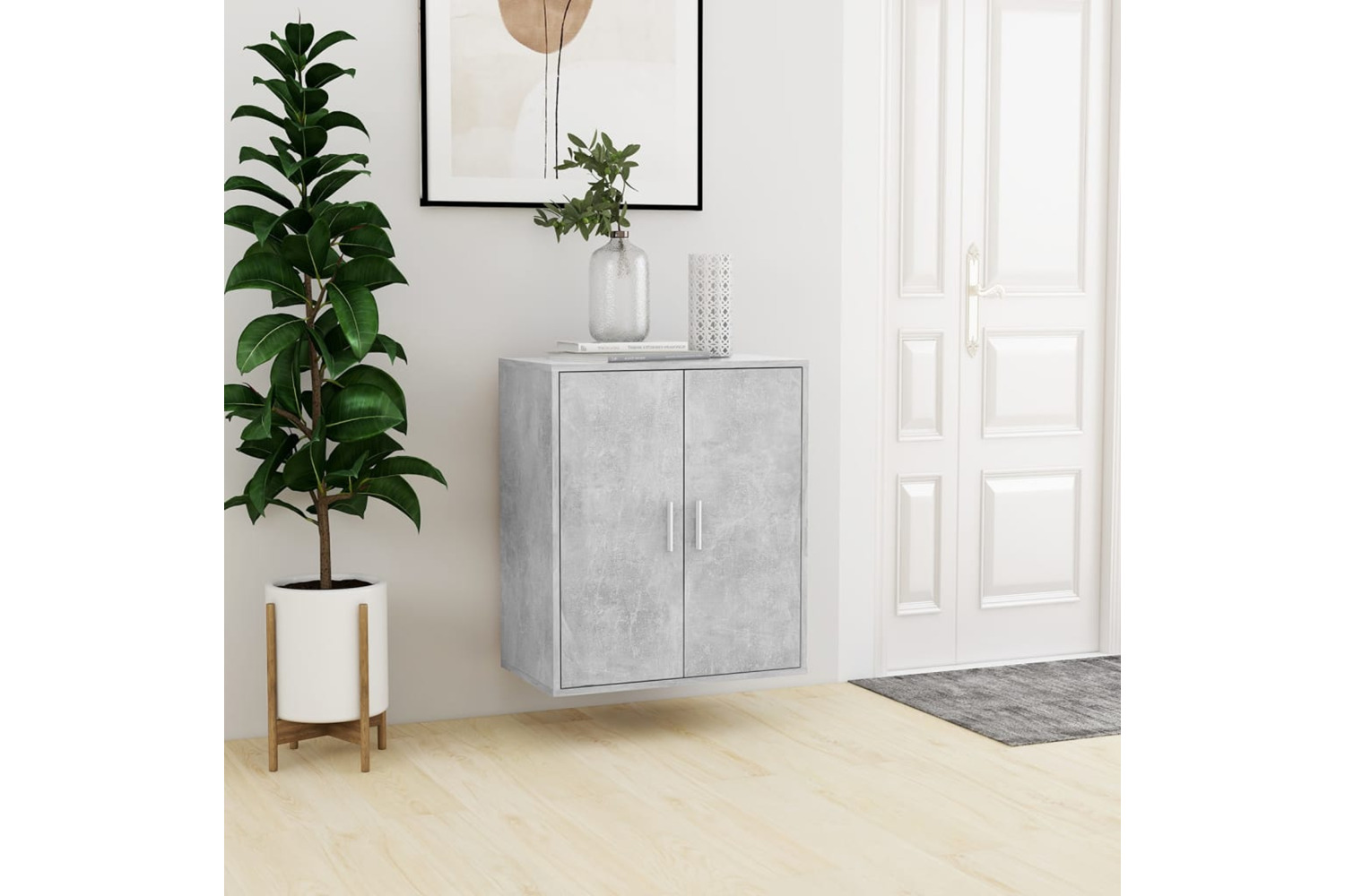 vidaXL 808922 Shoe Cabinet Concrete Grey 60x35x70cm Engineered Wood