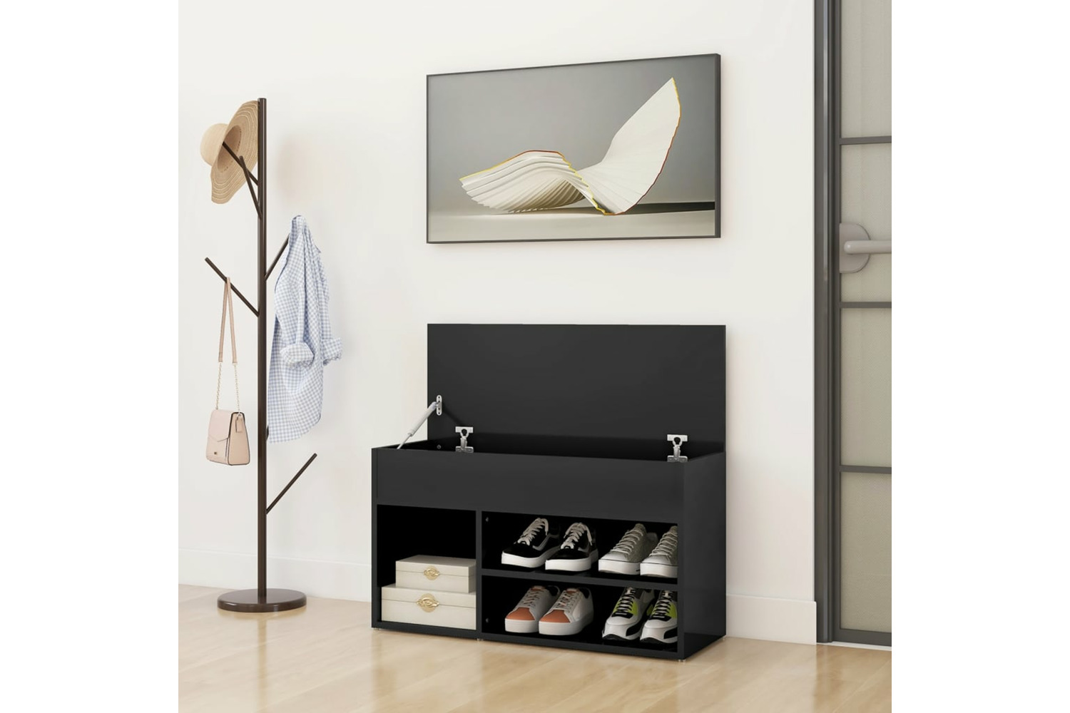 vidaXL 808755 Shoe Bench High Gloss Grey 80x30x45cm Engineered Wood