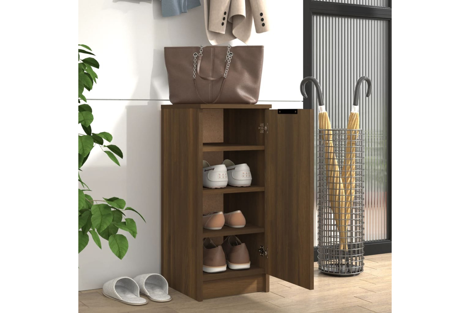 vidaXL 817101 Shoe Cabinet Brown Oak 30x35x70cm Engineered Wood