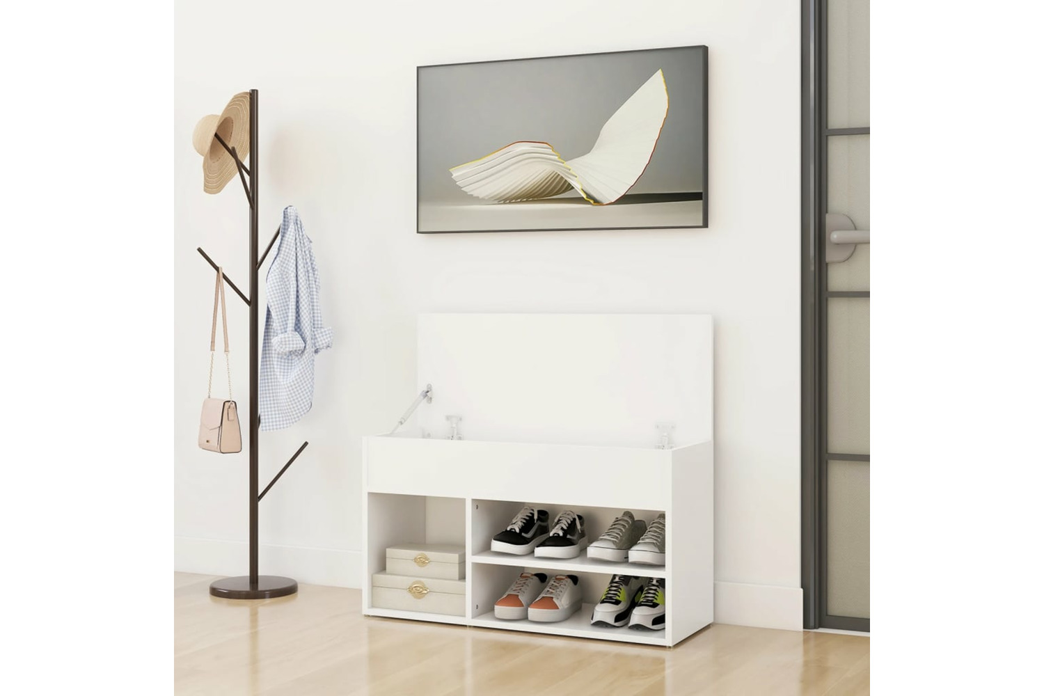 vidaXL 808747 Shoe Bench White 80x30x45cm Engineered Wood