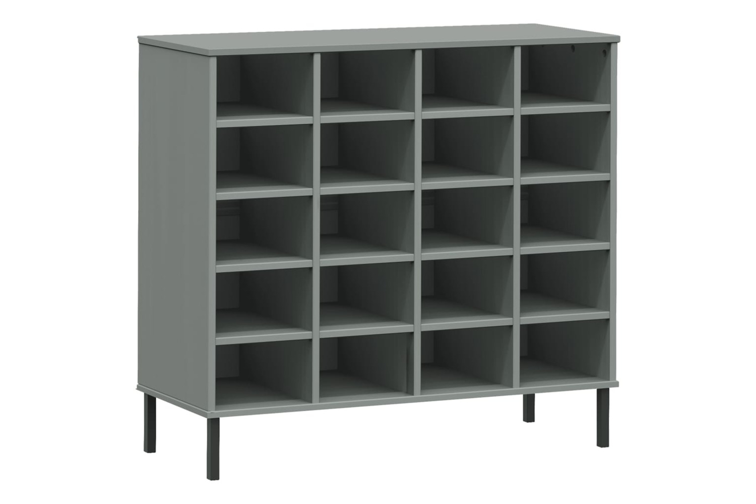 vidaXL Shoe Rack With Metal Legs Grey 95x35x86cm Solid Wood Oslo