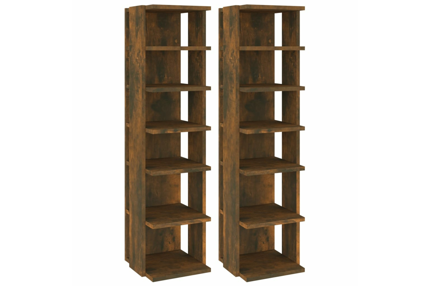 vidaXL 815973 Shoe Racks 2 Pcs Smoked Oak 27.5x27x102cm Engineered Wood
