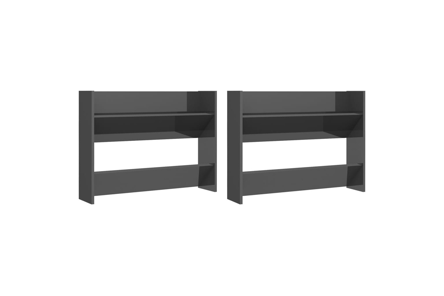 vidaXL 806758 Wall Shoe Cabinets 2 Pcs High Gloss Grey 80x18x60cm Engineered Wood