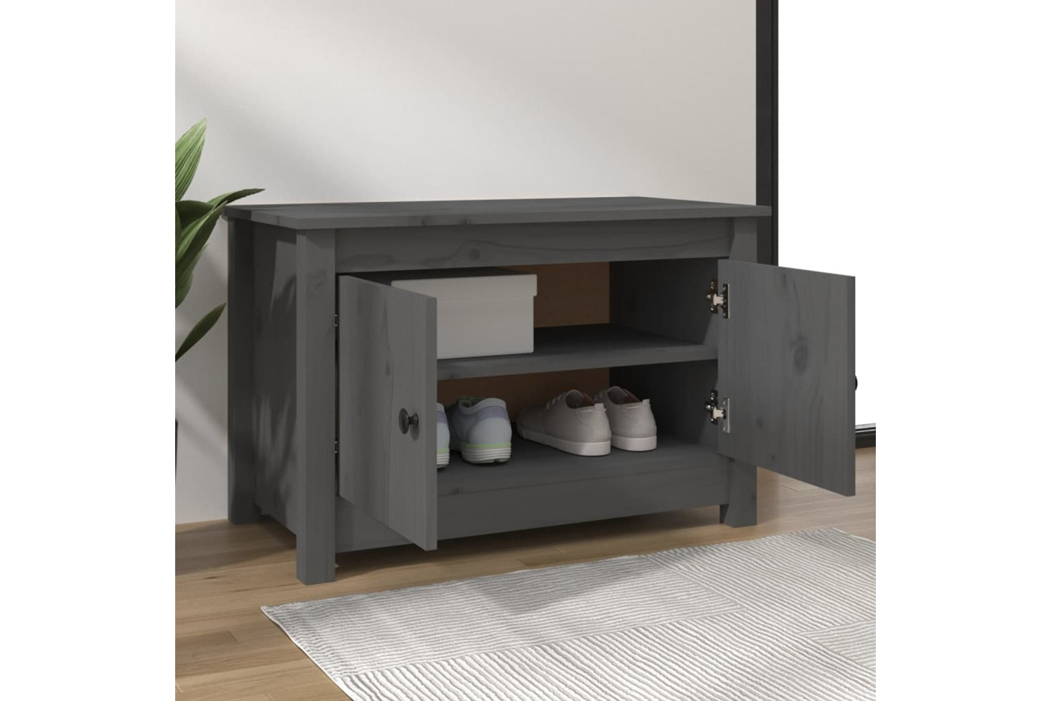 vidaXL 813781 Shoe Cabinet Grey 70x38x45.5cm Solid Wood Pine