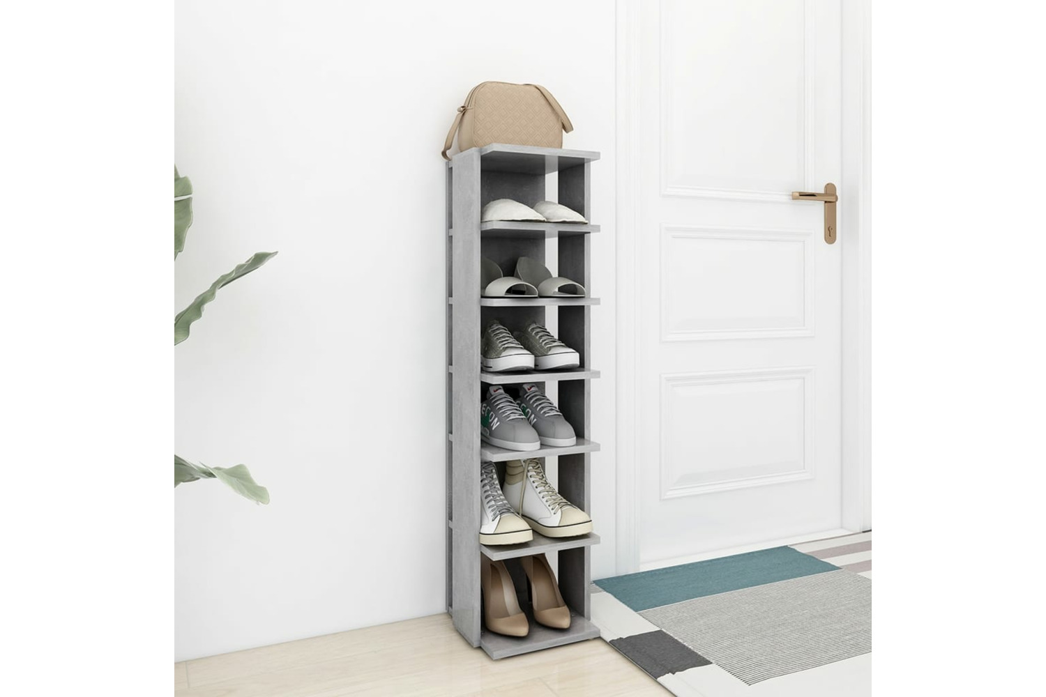 vidaXL 808493 Shoe Cabinet Concrete Grey 27.5x27x102cm Engineered Wood