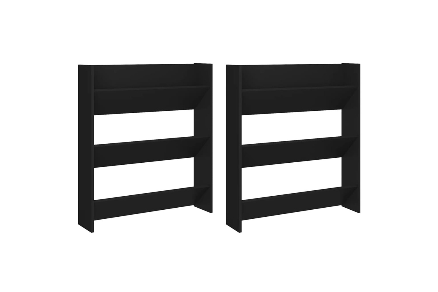 vidaXL 806780 Wall Shoe Cabinets 2 Pcs Black 80x18x90cm Engineered Wood