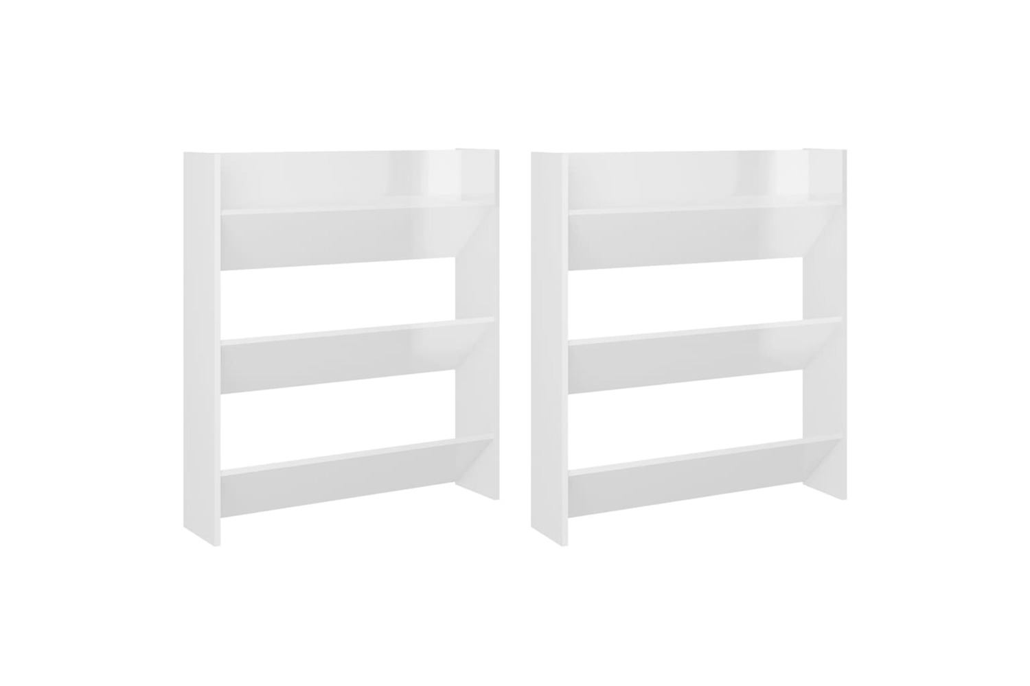 vidaXL 806790 Wall Shoe Cabinets 2 Pcs High Gloss White 80x18x90cm Engineered Wood