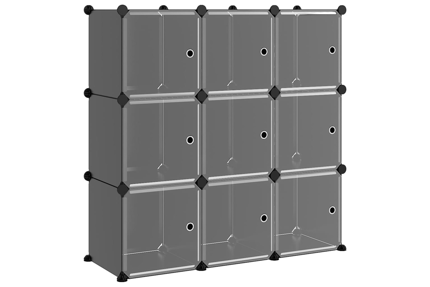 vidaXL 340558 Storage Cube Organiser With 9 Cubes And Doors Black Pp