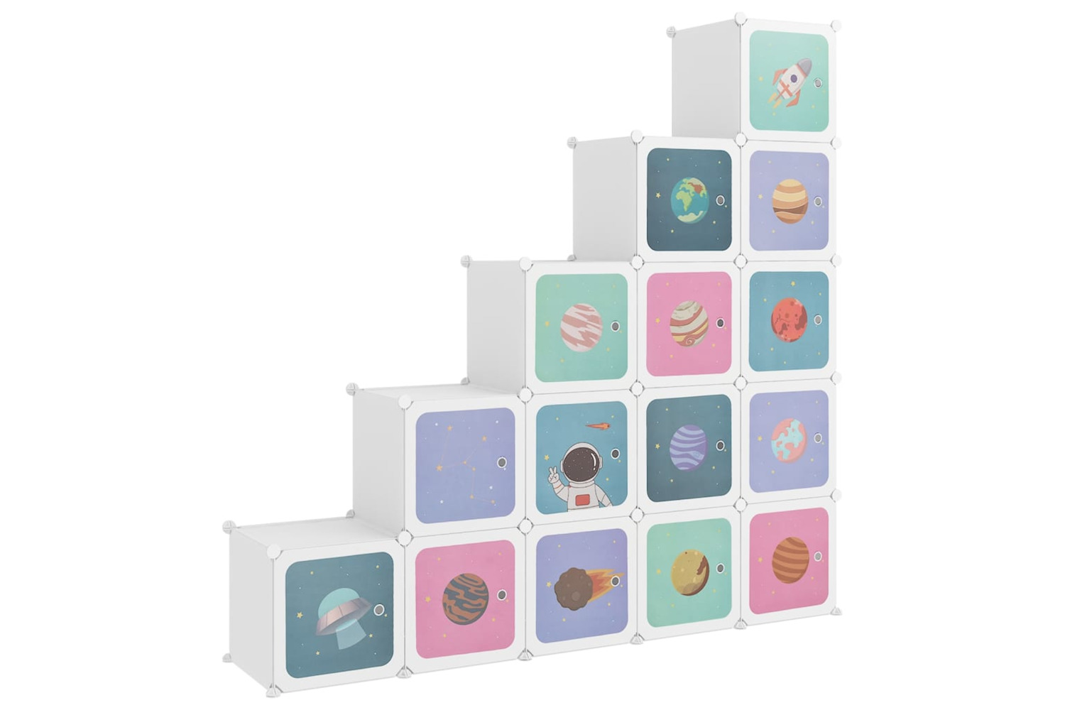 vidaXL 340575 Cube Storage Cabinet For Kids With 15 Cubes White Pp