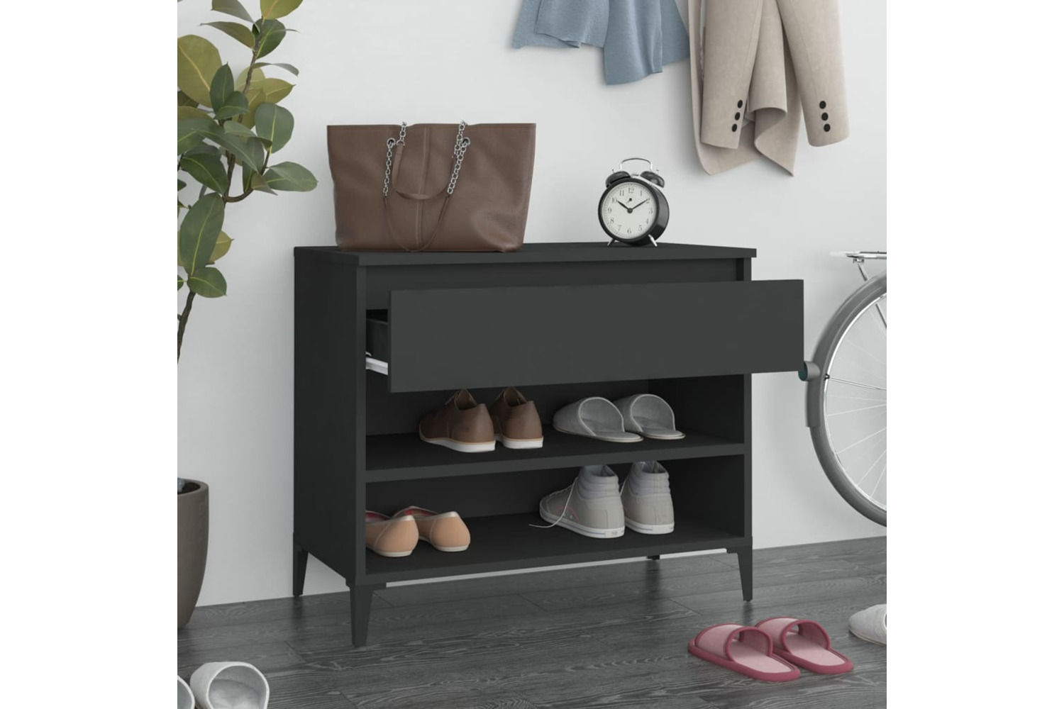 vidaXL 819765 Shoe Cabinet Black 70x36x60cm Engineered Wood
