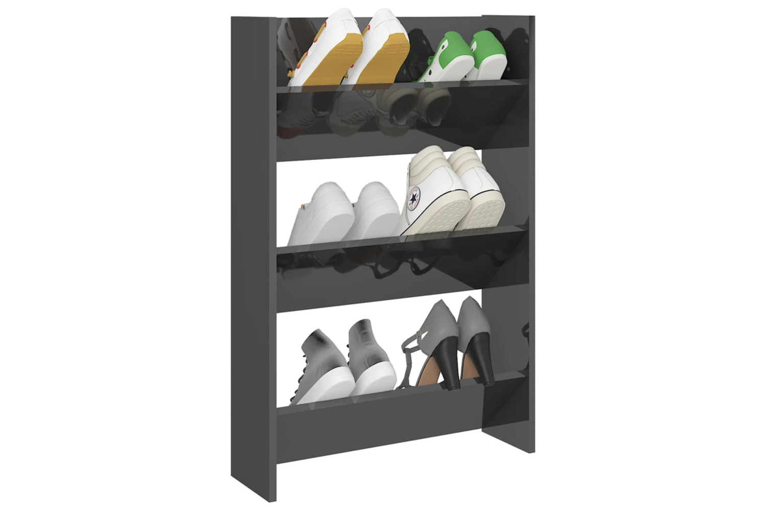 vidaXL 806775 Wall Shoe Cabinet High Gloss Grey 60x18x90cm Engineered Wood