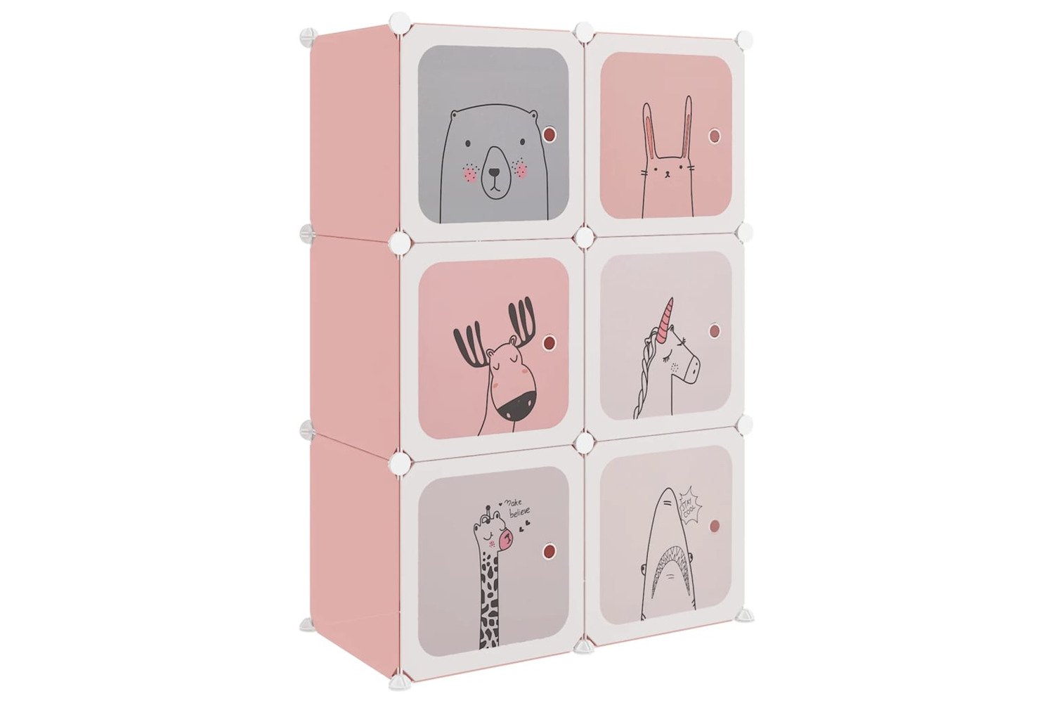 vidaXL 340578 Cube Storage Cabinet For Kids With 6 Cubes Pink Pp