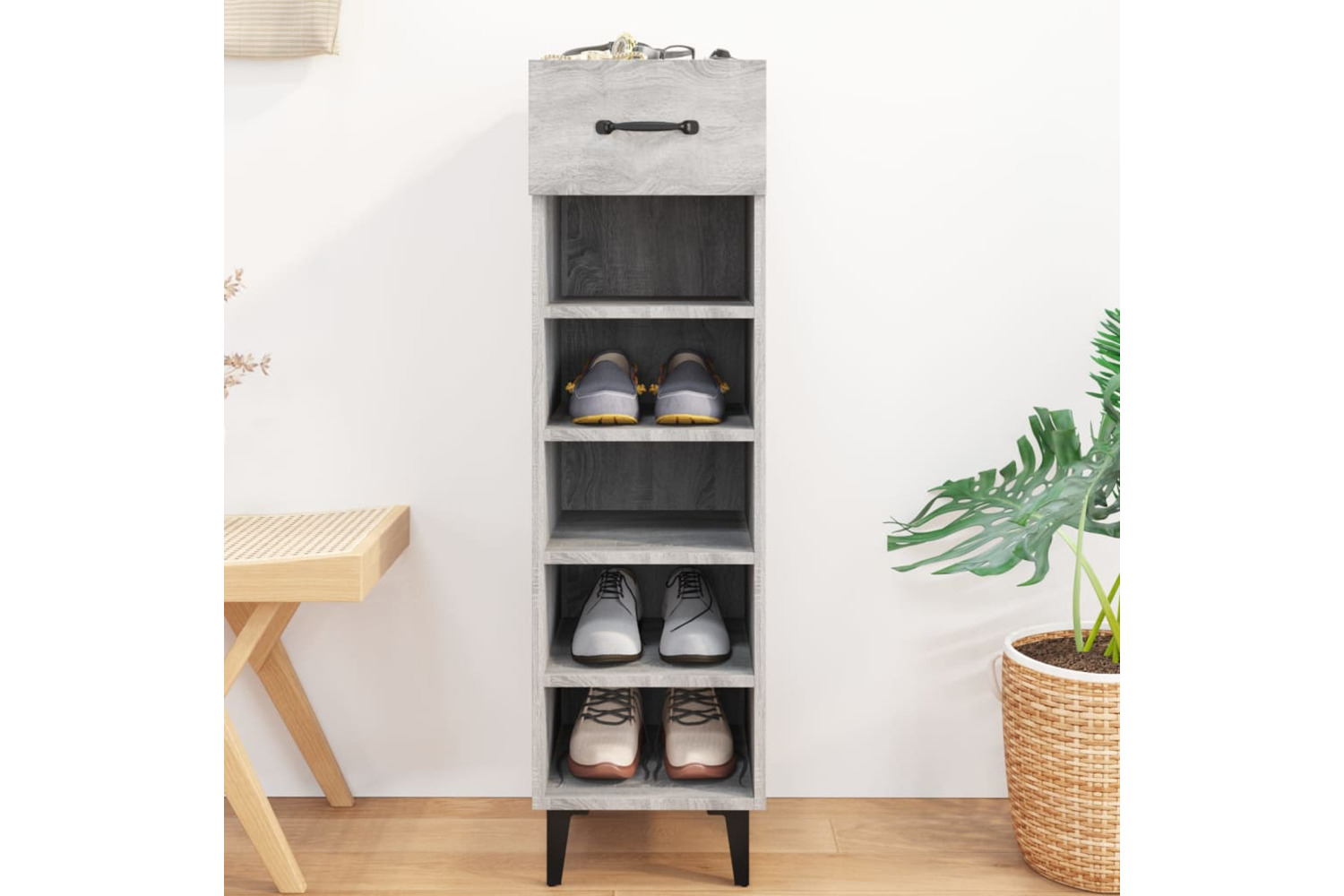 vidaXL 817565 Shoe Cabinet Grey Sonoma 30x35x105cm Engineered Wood