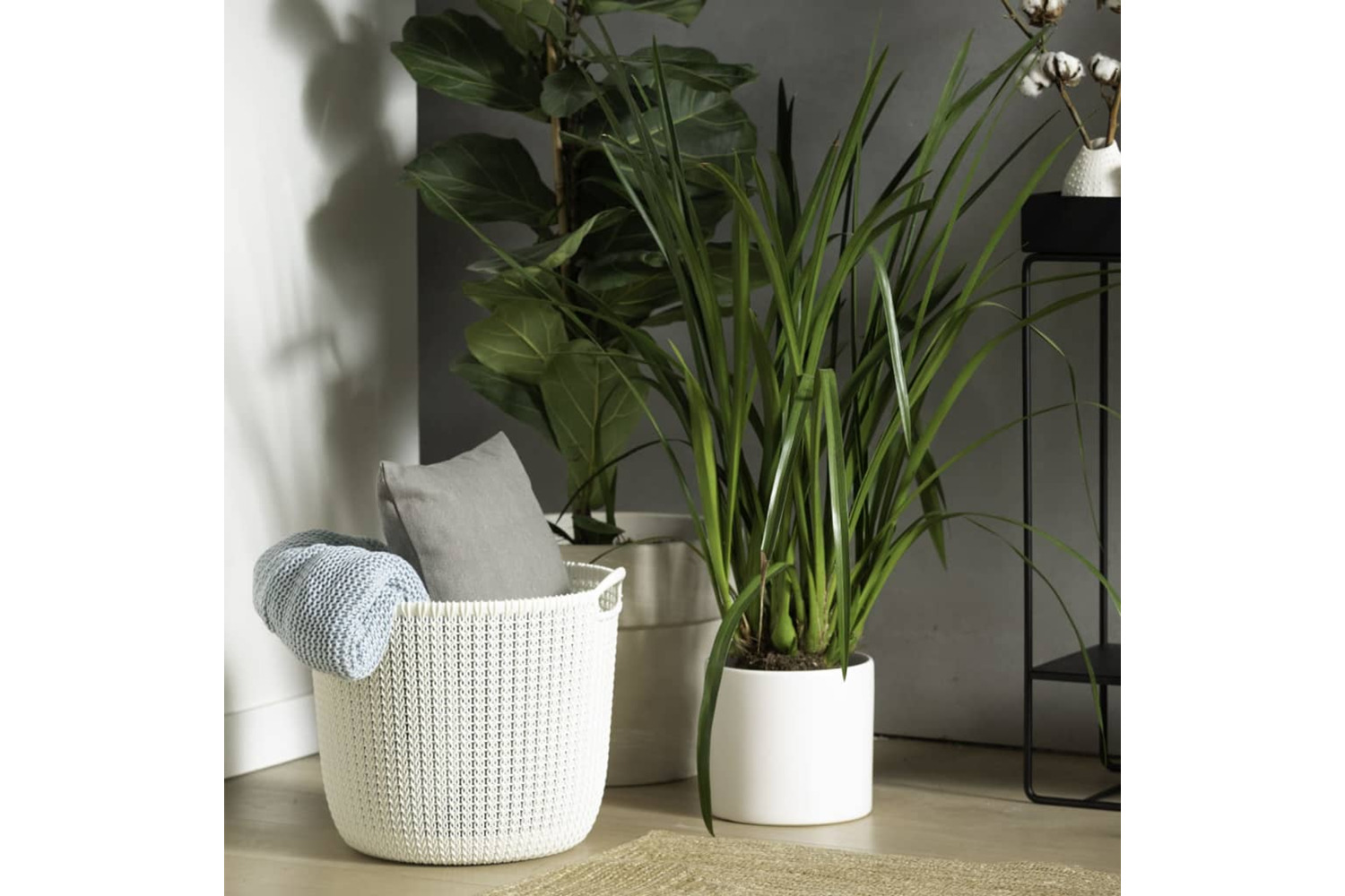 Curver 443843 Storage Basket Knit Round L 30l Creamy White