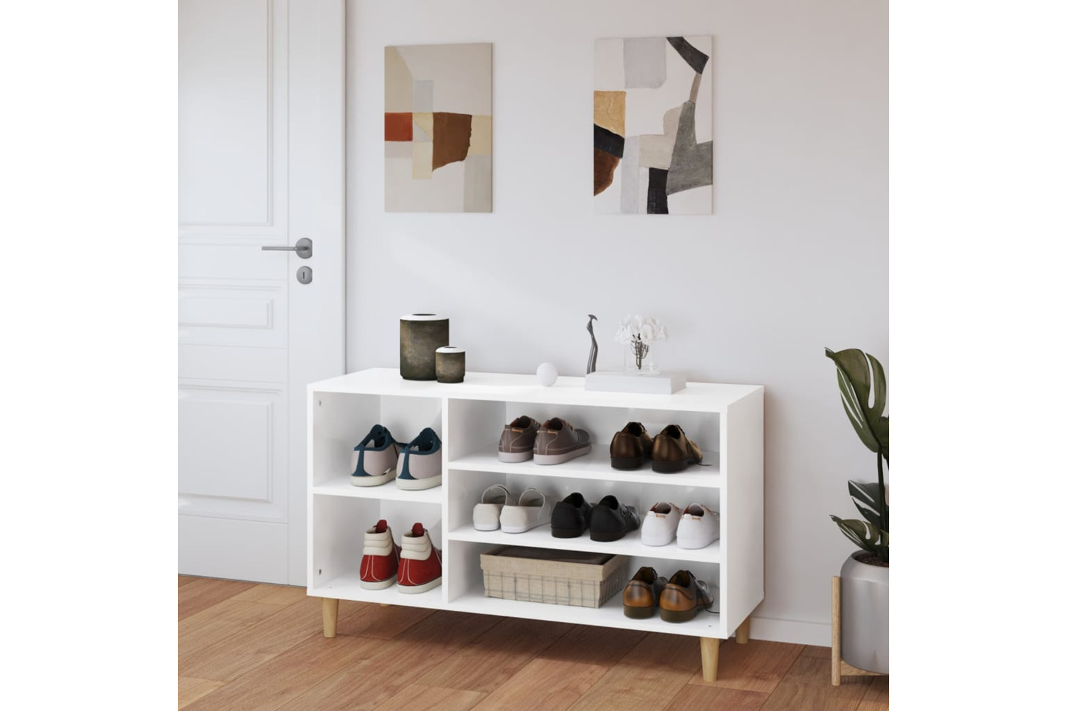 vidaXL 819742 Shoe Cabinet High Gloss White 102x36x60cm Engineered Wood