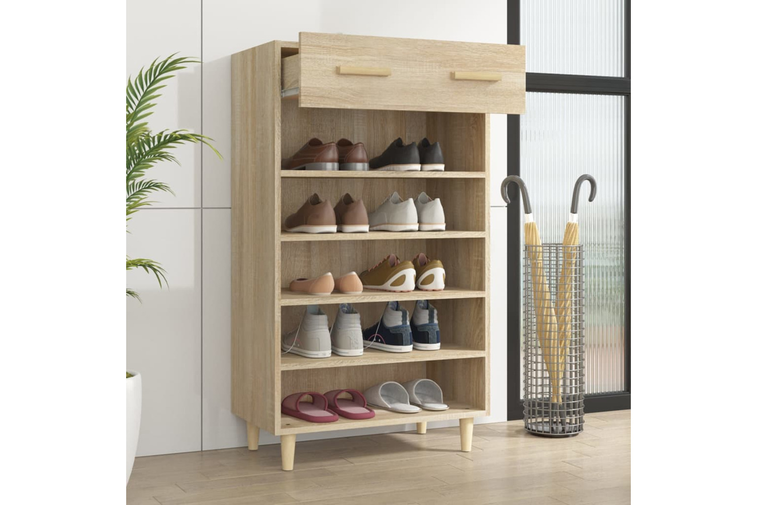 vidaXL 812783 Shoe Cabinet Sonoma Oak 60x35x105cm Engineered Wood