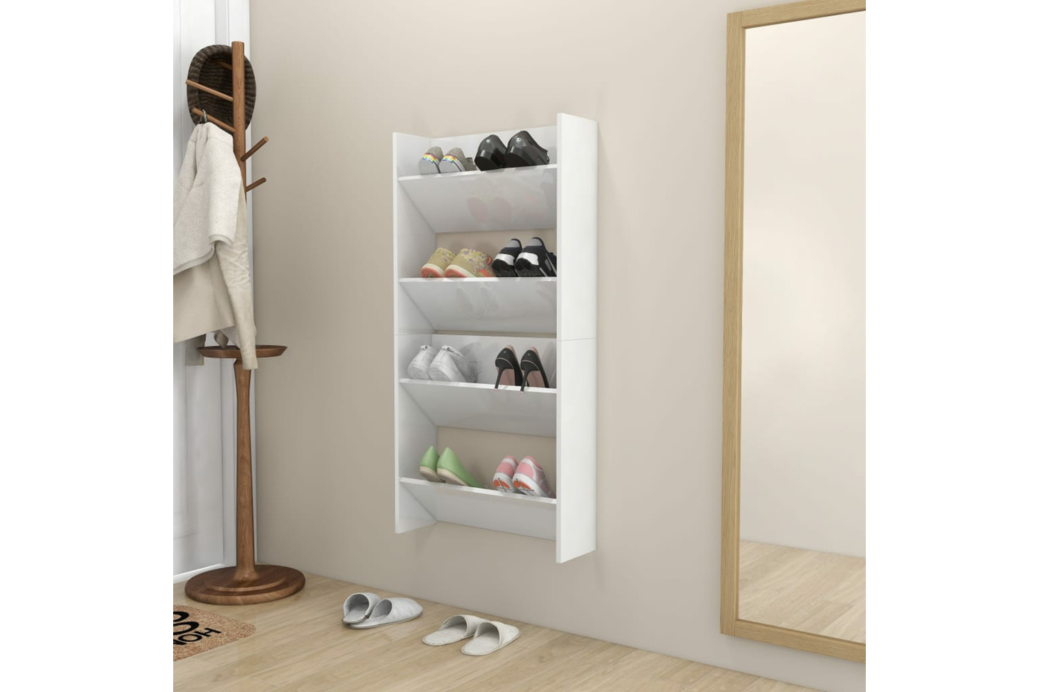 vidaXL 806733 Wall Shoe Cabinets 2 Pcs High Gloss White 60x18x60cm Engineered Wood