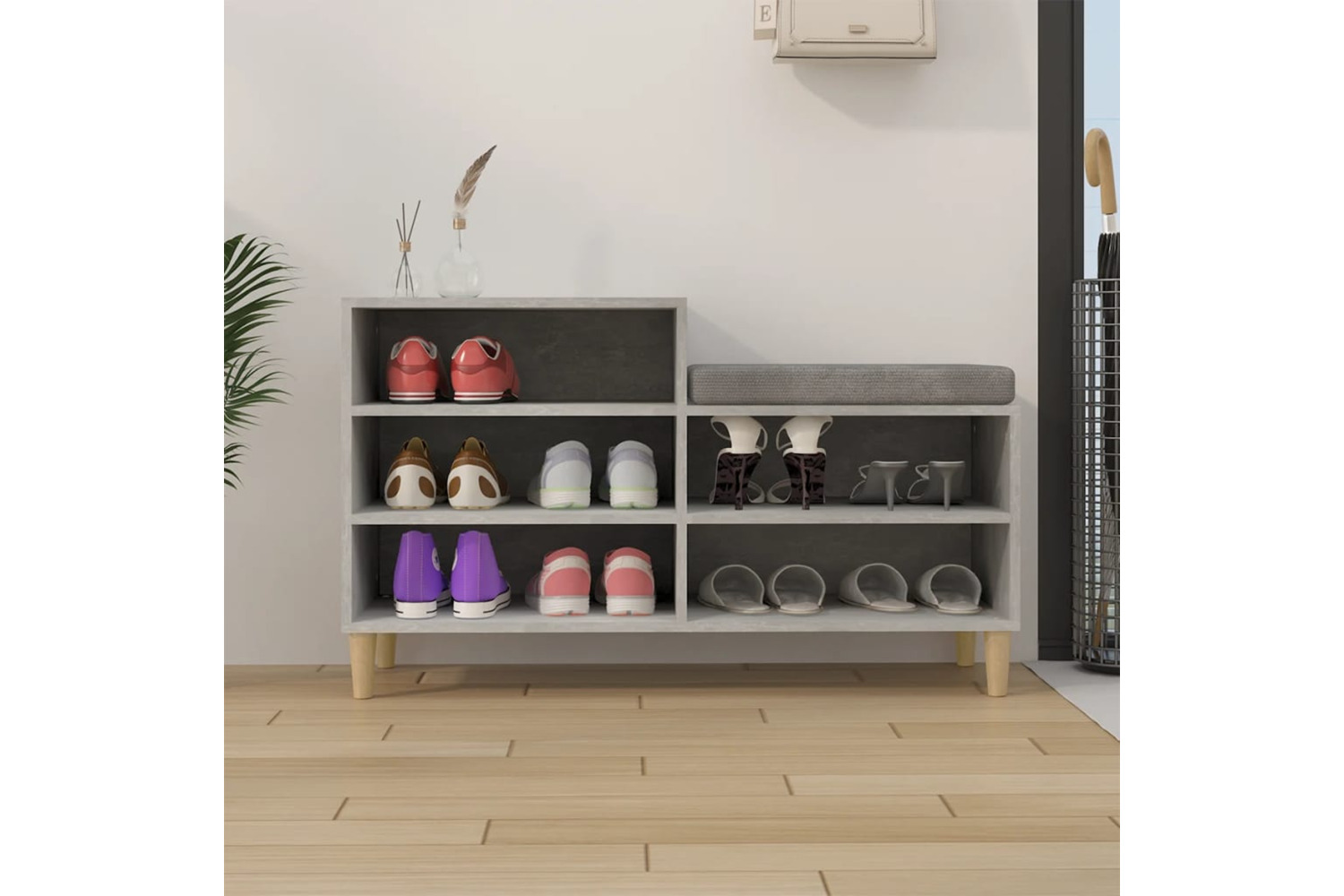 vidaXL 819728 Shoe Cabinet Concrete Grey 102x36x60cm Engineered Wood