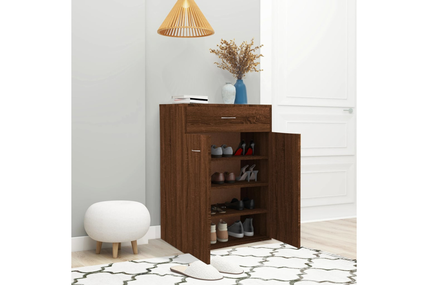 vidaXL 815419 Shoe Cabinet Brown Oak 60x35x84cm Engineered Wood