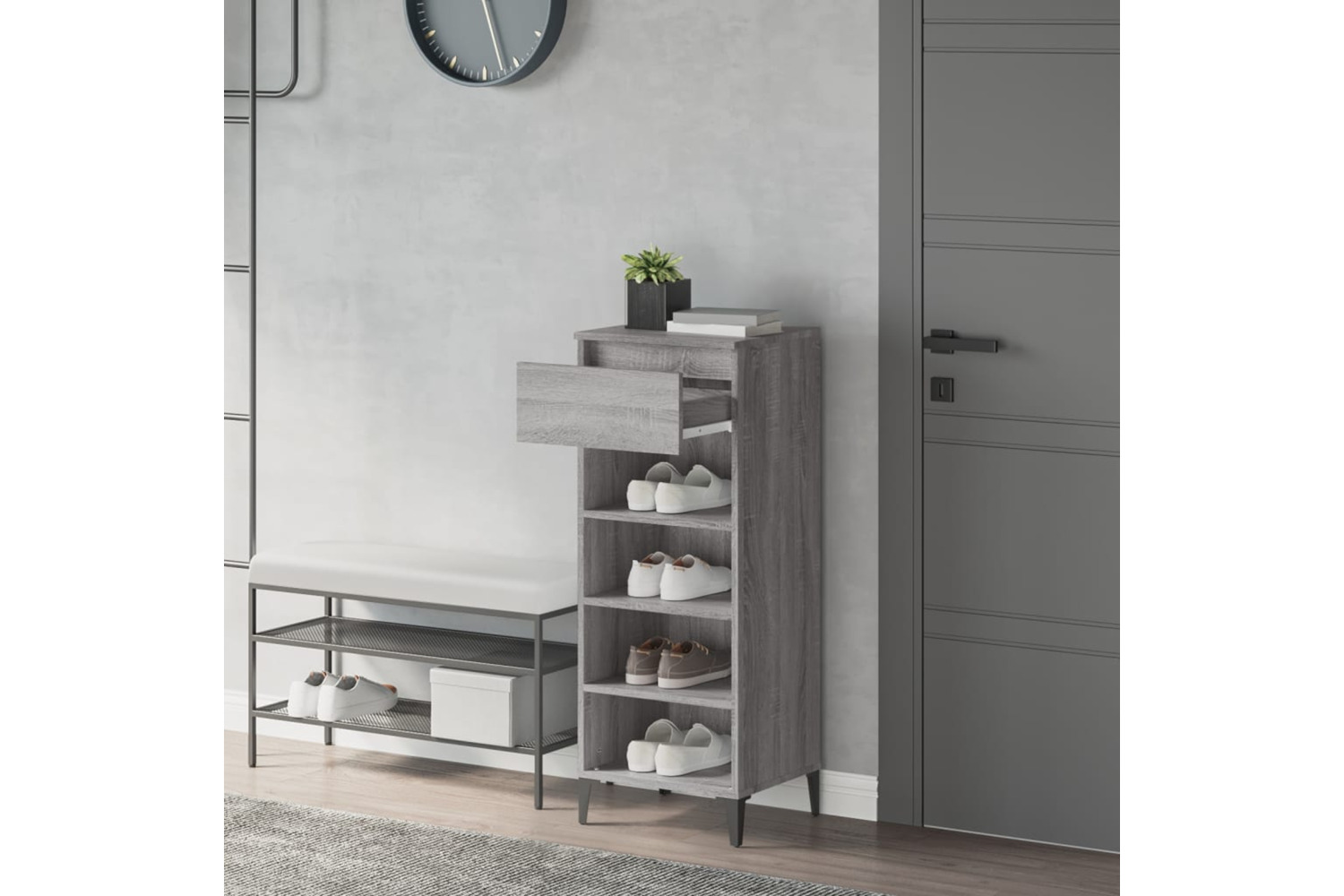 vidaXL 819786 Shoe Rack Grey Sonoma 40x36x105cm Engineered Wood