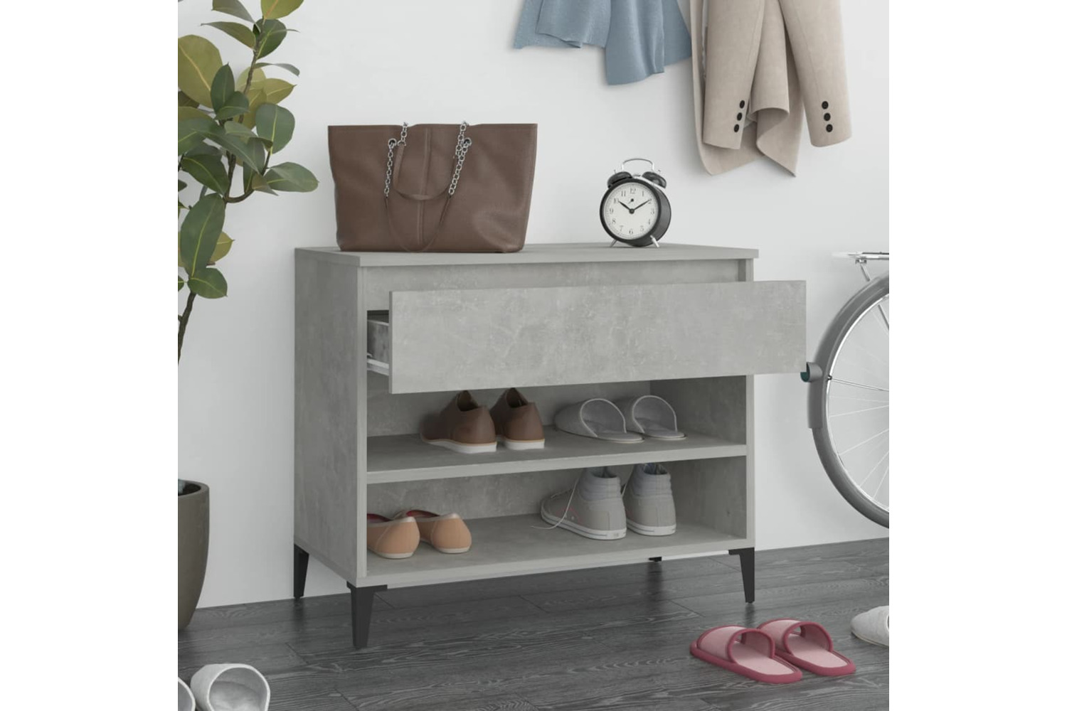 vidaXL 819768 Shoe Cabinet Concrete Grey 70x36x60cm Engineered Wood
