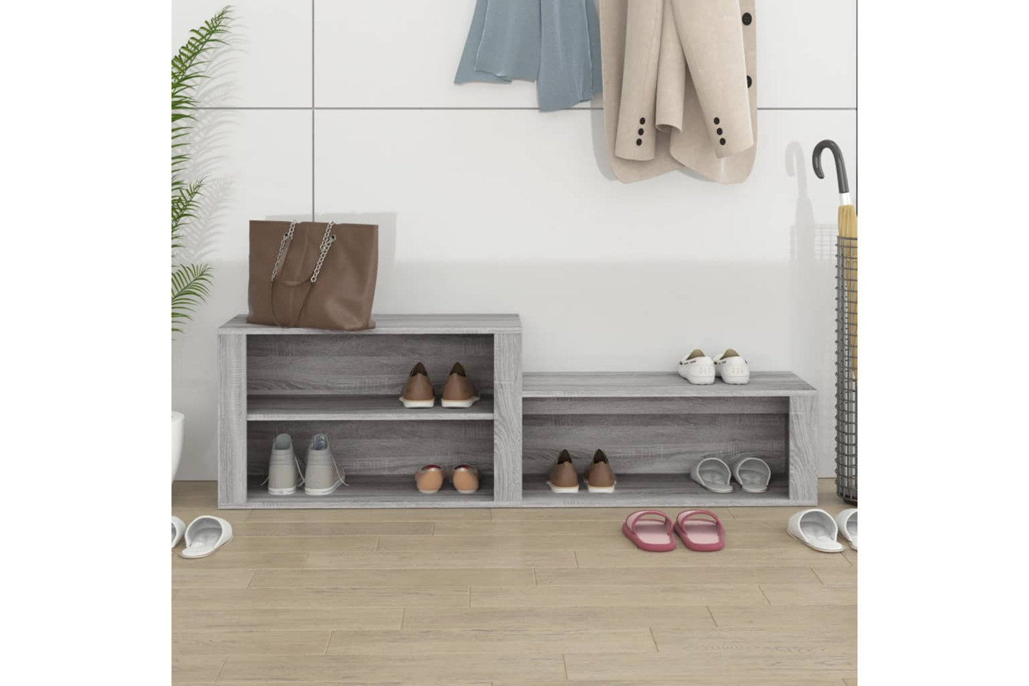 vidaXL 816918 Shoe Cabinet Grey Sonoma 150x35x45cm Engineered Wood