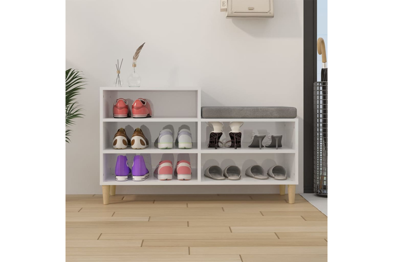 vidaXL 819726 Shoe Cabinet High Gloss White 102x36x60cm Engineered Wood