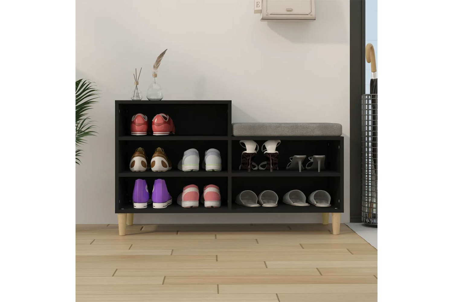 vidaXL 819725 Shoe Cabinet Black 102x36x60cm Engineered Wood