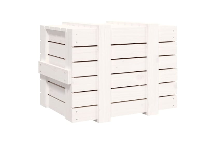 Vidaxl 824994 Storage Box White 58x40.5x42 Cm Solid Wood Pine