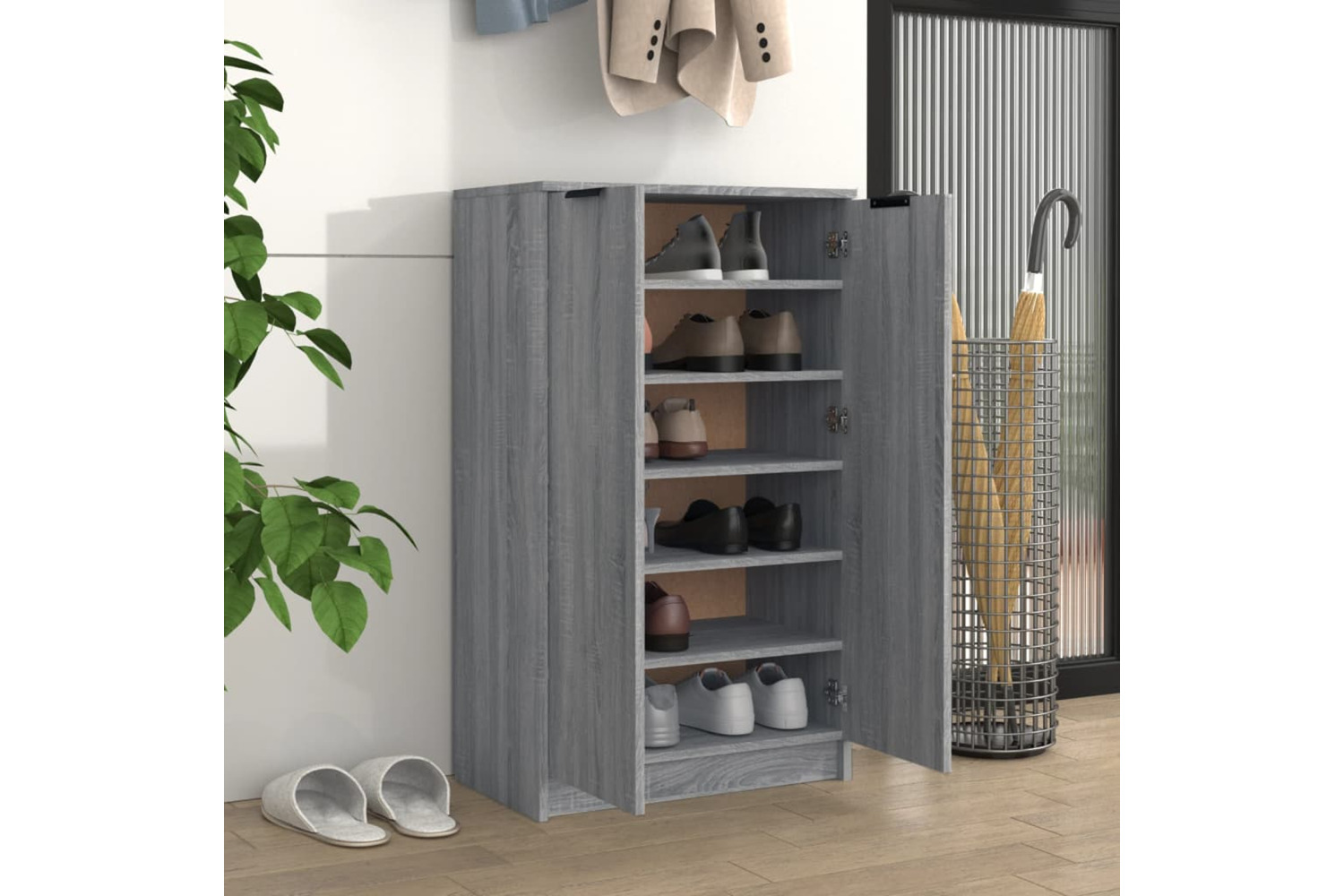Vidaxl 817109 Shoe Cabinet Grey Sonoma 59x35x100 Cm Engineered Wood