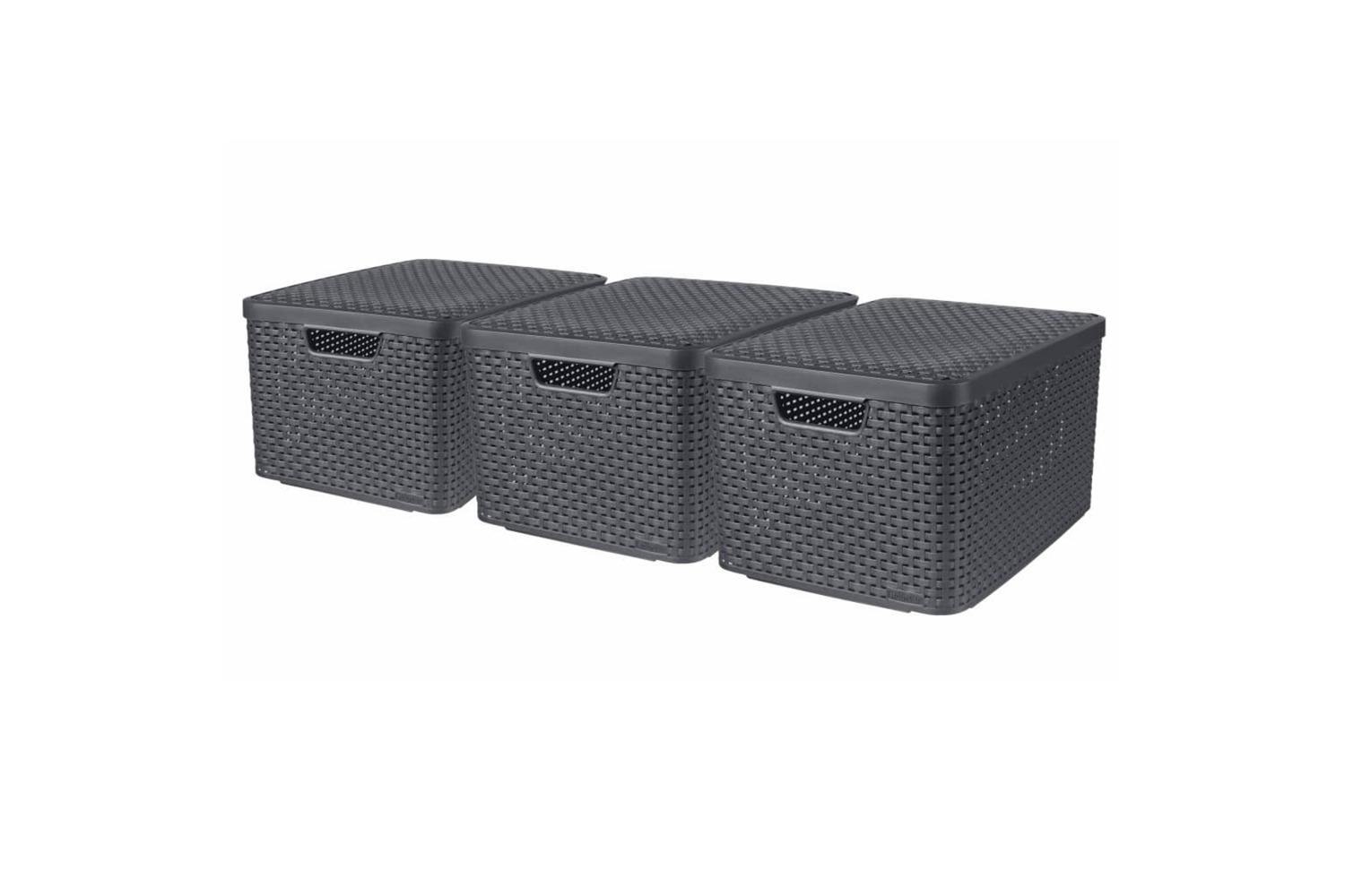 Curver 427235 Style Storage Boxes With Lid 3 Pcs Size L Anthracite