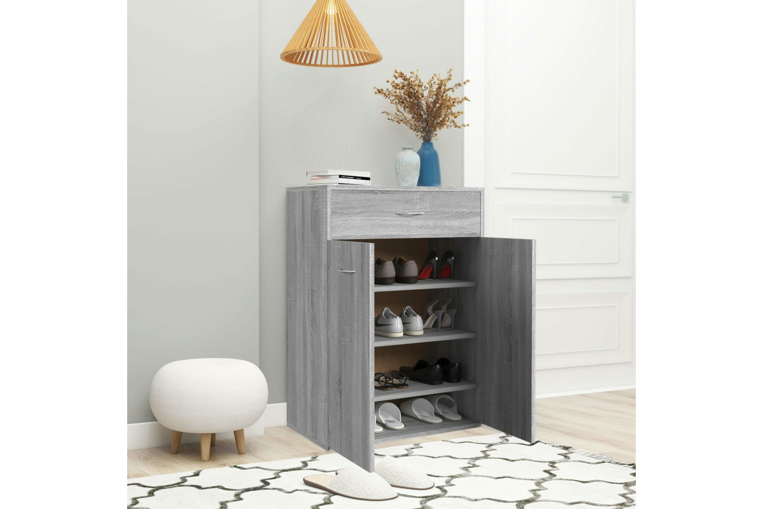 vidaXL 815418 Shoe Cabinet Grey Sonoma 60x35x84cm Engineered Wood