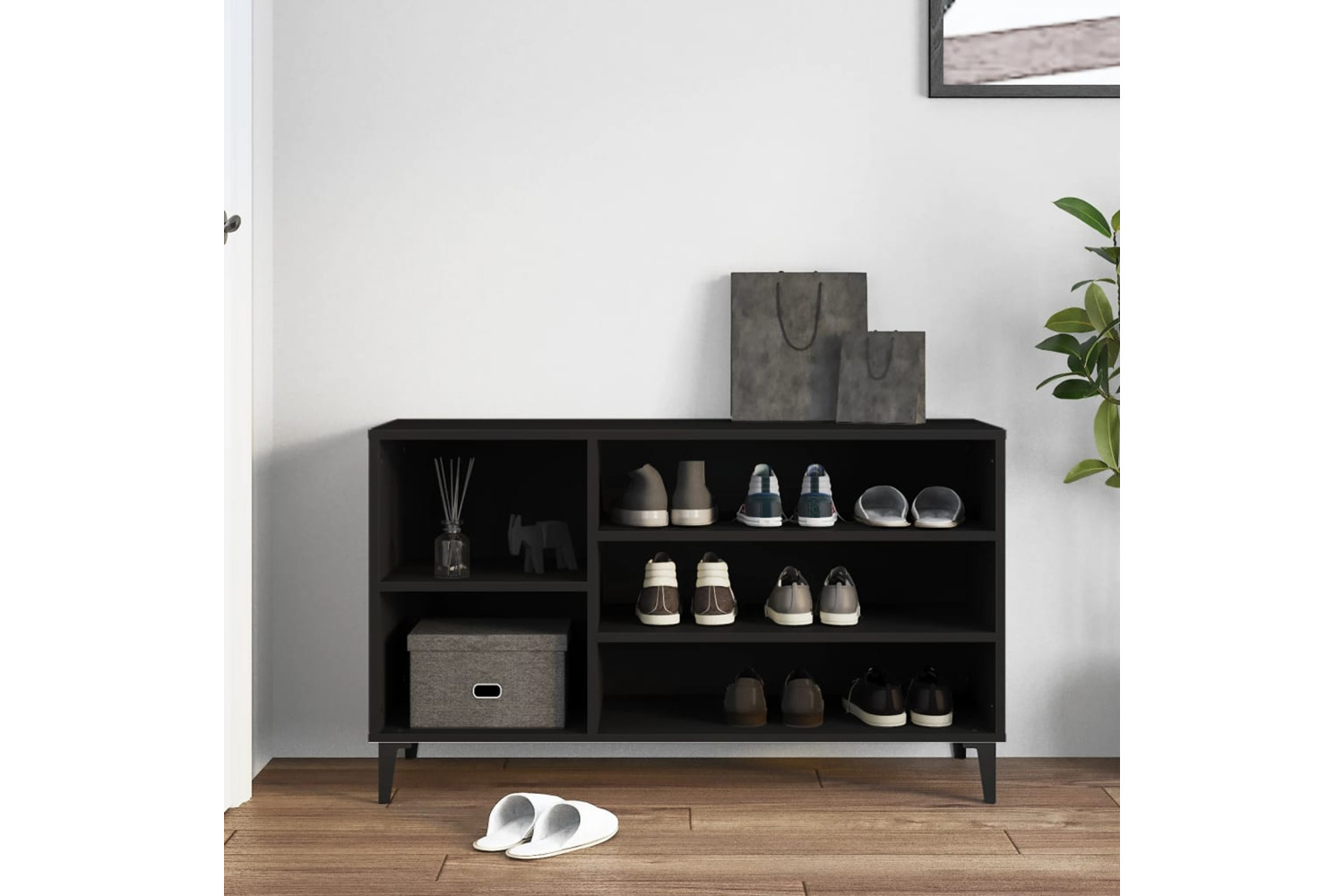 vidaXL 819749 Shoe Cabinet Black 102x36x60cm Engineered Wood