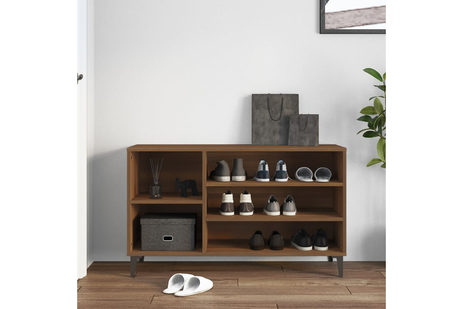 vidaXL 819755 Shoe Cabinet Brown Oak 102x36x60cm Engineered Wood