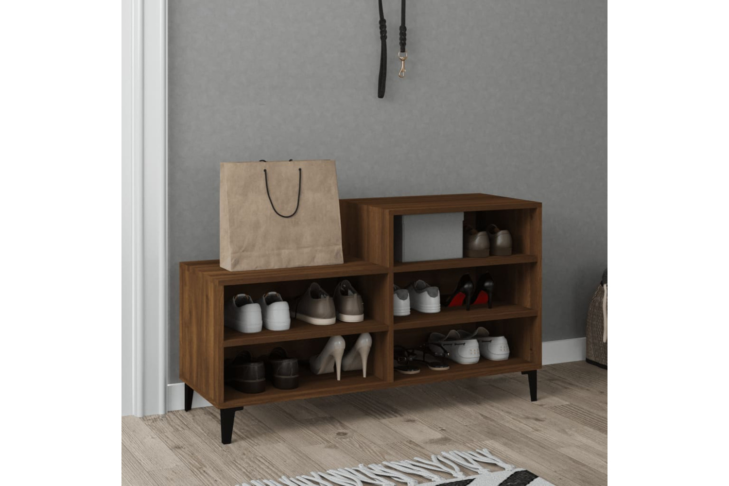vidaXL 819739 Shoe Cabinet Brown Oak 102x36x60cm Engineered Wood