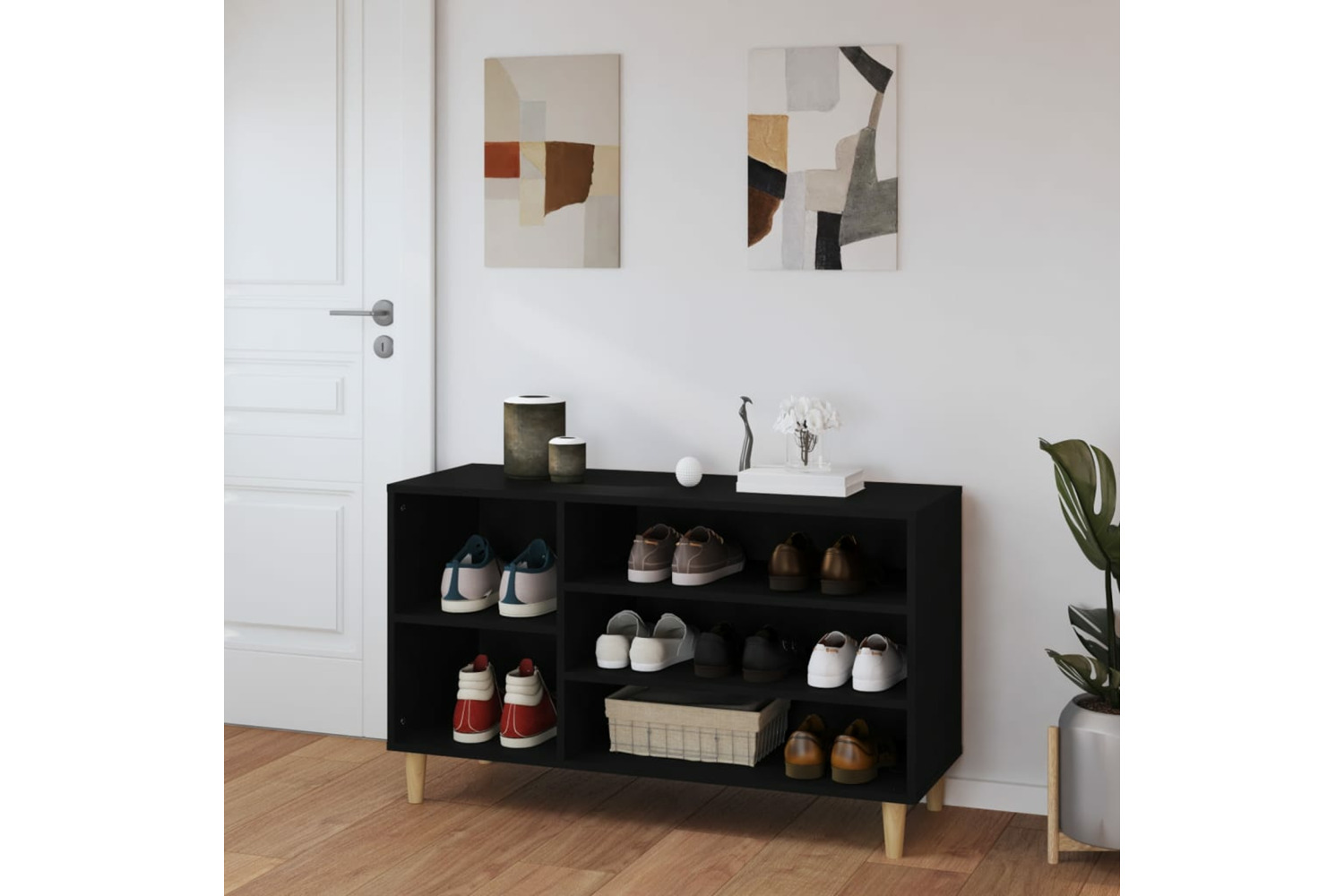 vidaXL 819741 Shoe Cabinet Black 102x36x60cm Engineered Wood